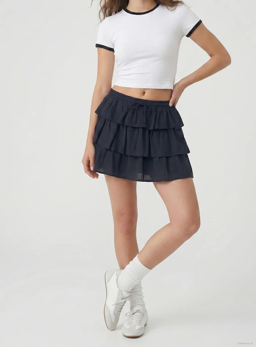 Terranova Skort con balze e coulisse