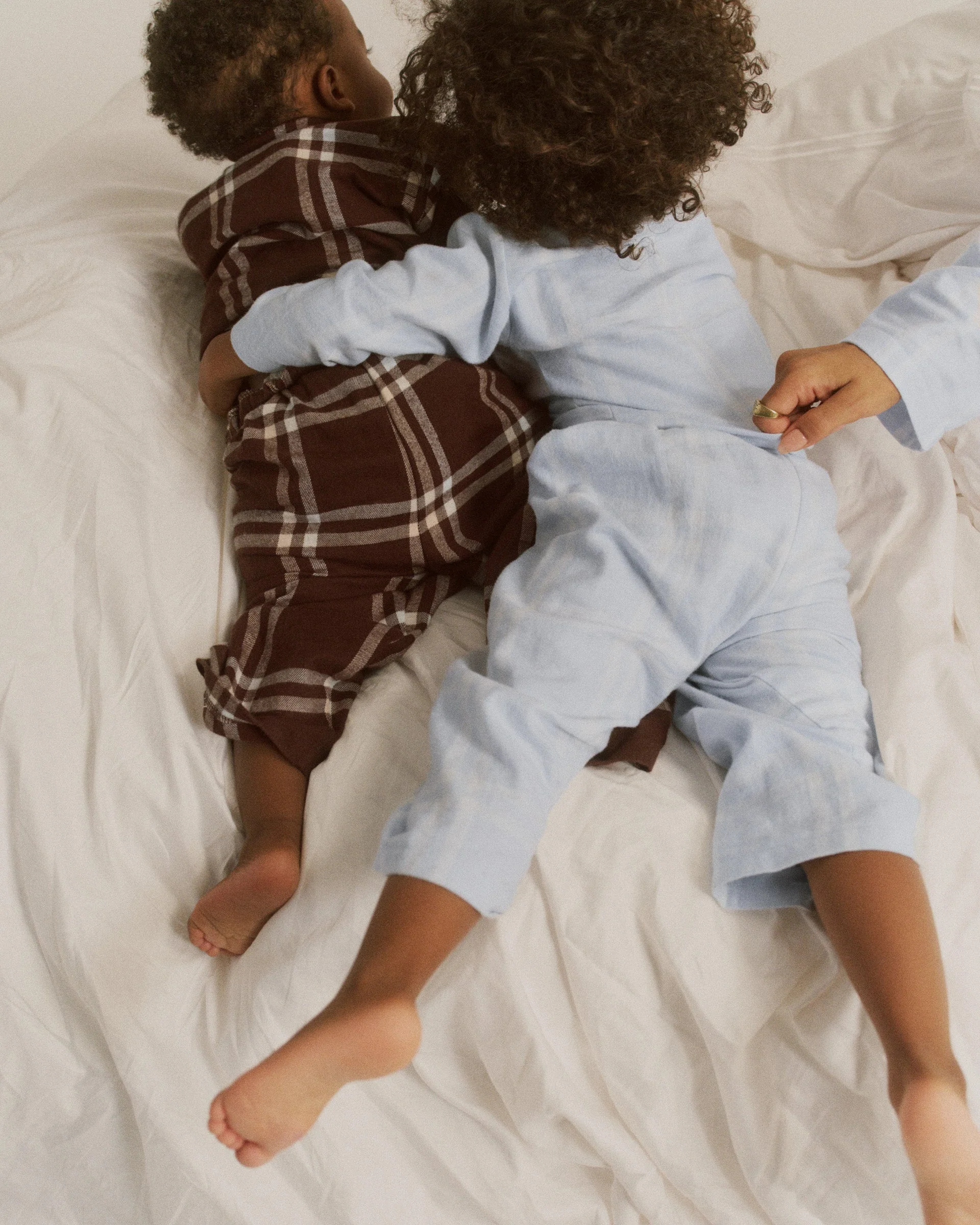 Mini Brushed Checked Pyjamas - Chocolate Brown
