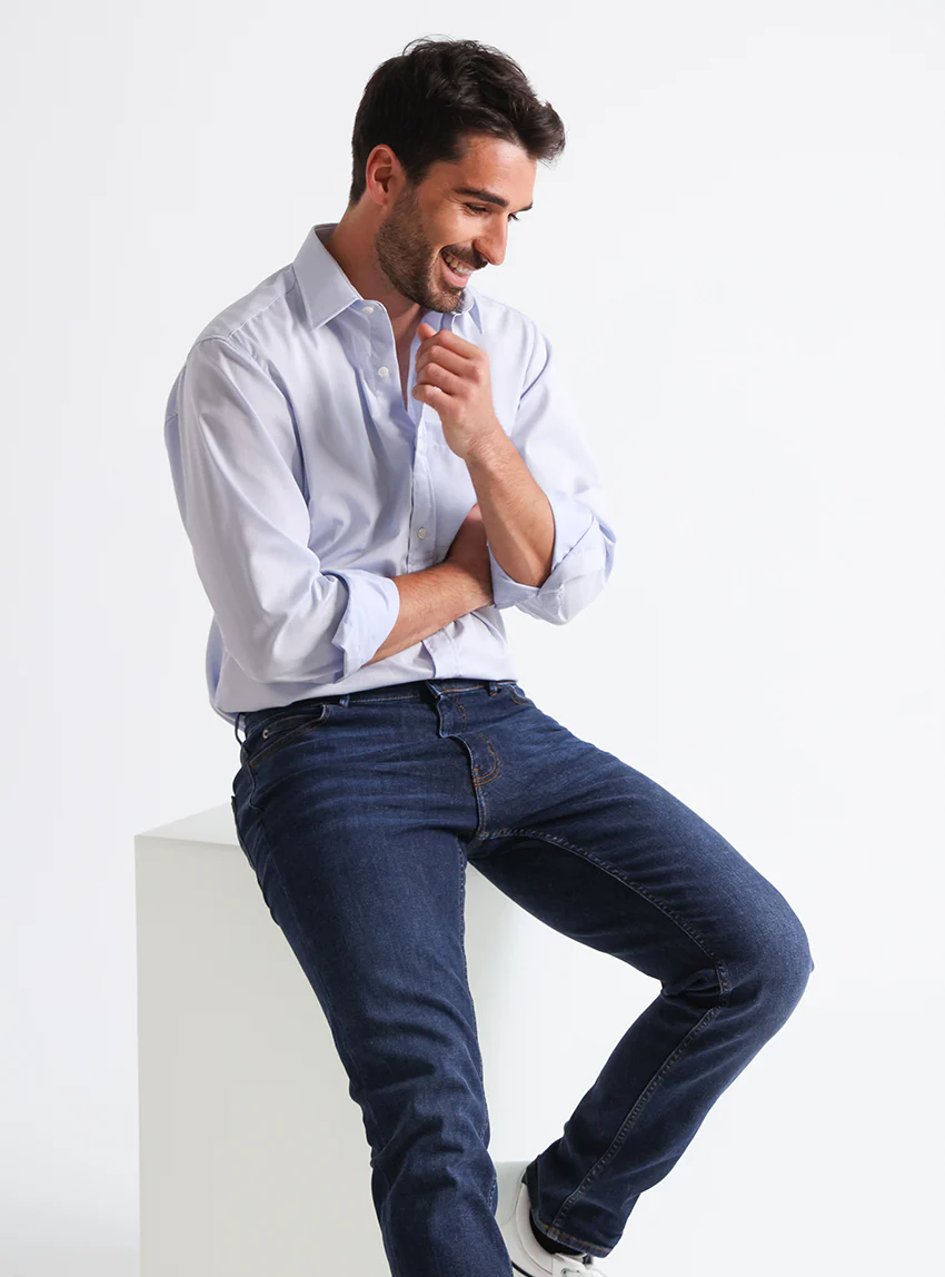 Chemise homme classique en coton bleu