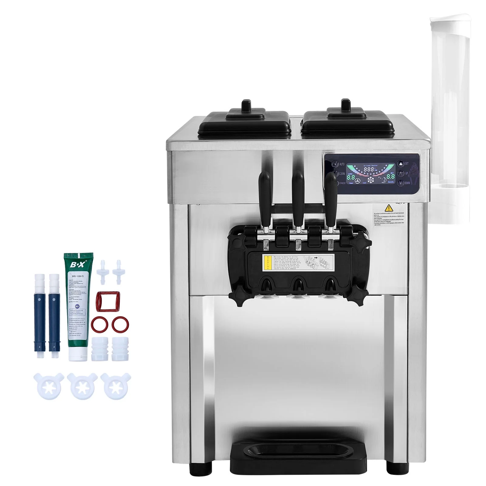 Commercial Soft Ice Cream Machine 18-28 L/H 5.5L*2 Cylinder 3-Flavor Serve Ice Cream Maker - Image 2