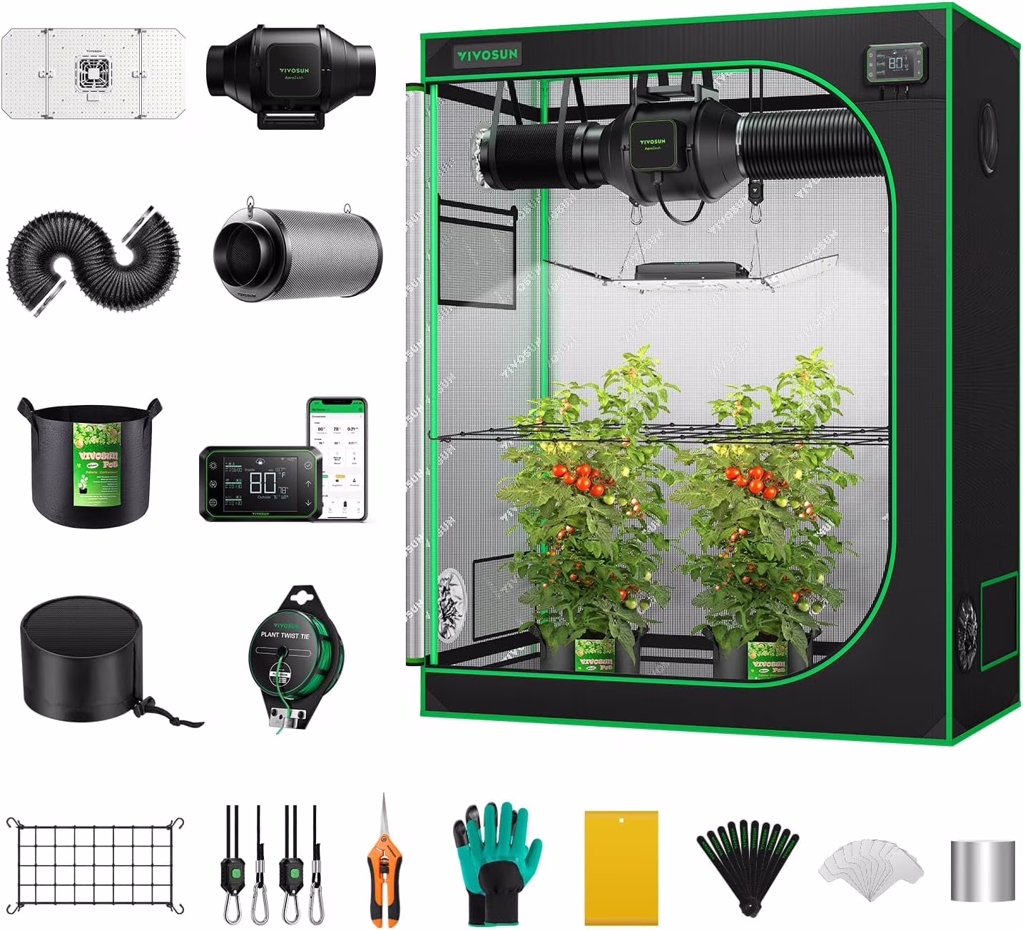 GIY Smart Grow Tent System 2x2, WiFi-Integrated Grow Tent Kit, with Automate Ventilation and Circulation, Schedule Full Spectrum 100W LED Grow Light, and GrowHub E42A Controller(24"x24"x48" Kit) - Image 5