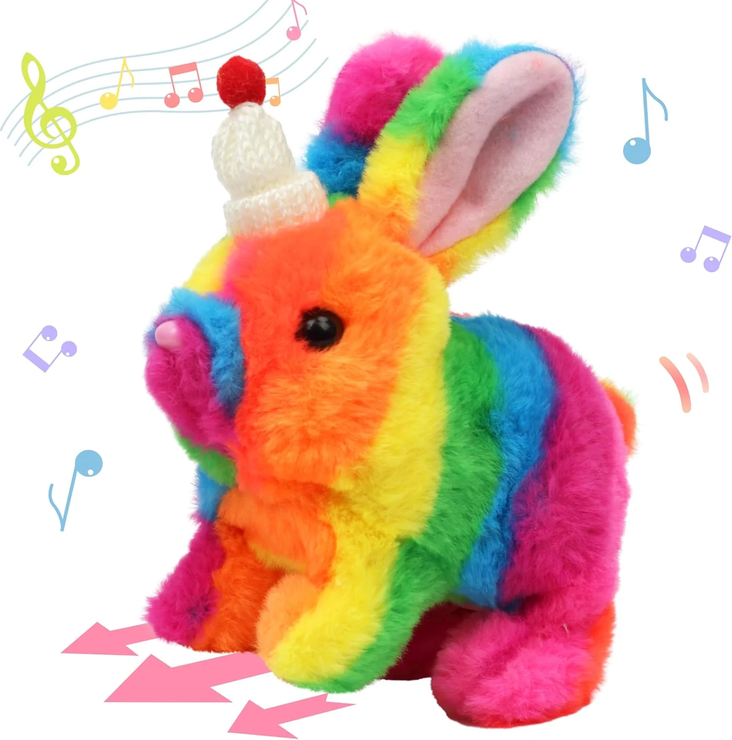 Interactive Hopping Rabbit Electronic Plush Bunny Toy with Sounds and Movements, 7'' Brown