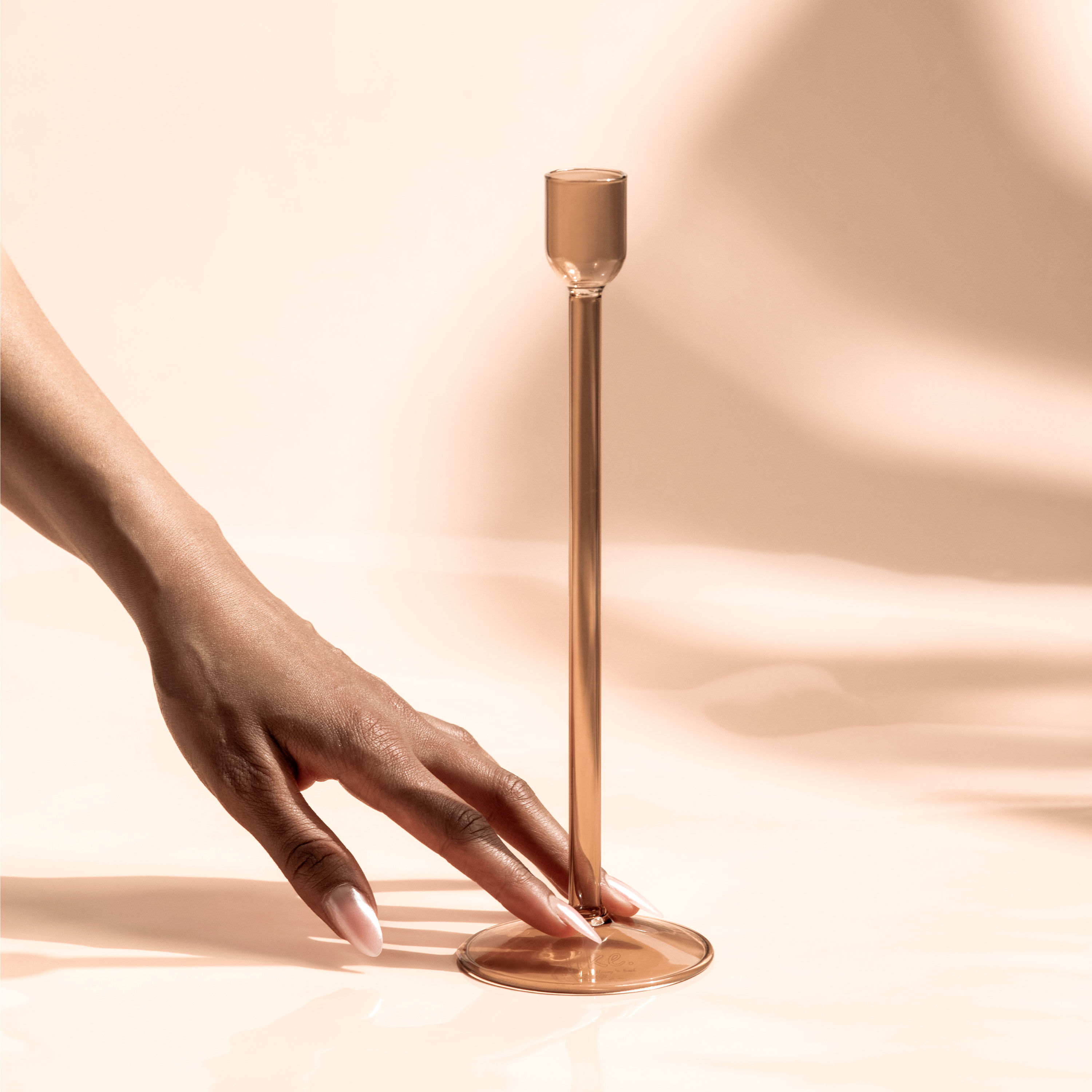 Like Home Candlestick holder - Brown, 3.2'' x 3.2'' x 9.9''