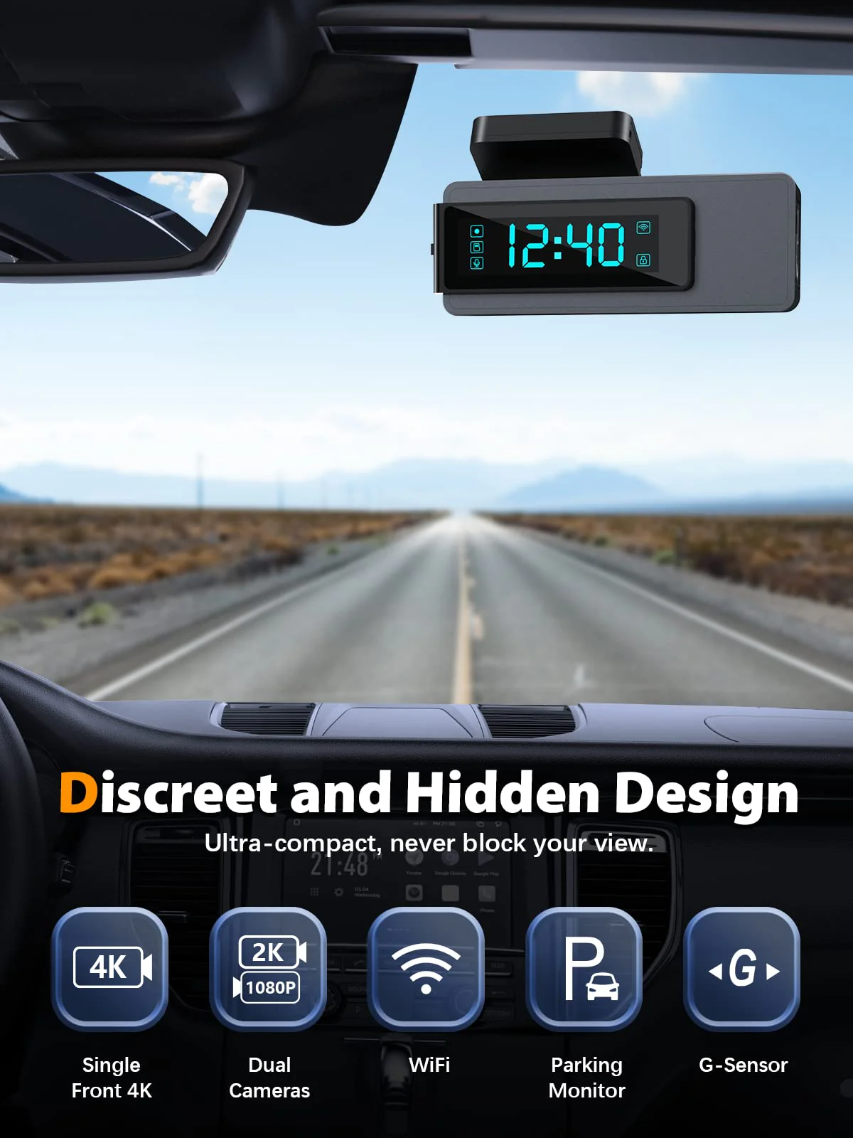 ARIFAYZ Dash Cam Front and Rear 2K+1080P with 64GB SD Card