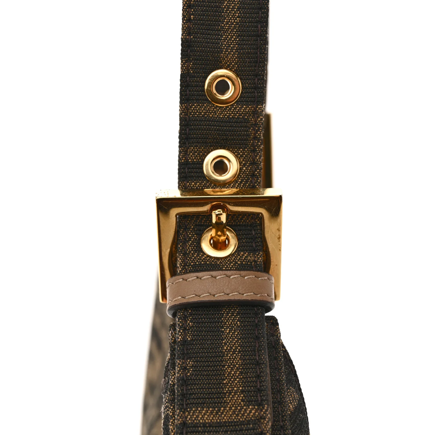 Fabric Jacquard FF 1974 Mini Cookie Hobo Bag Tobacco Moro