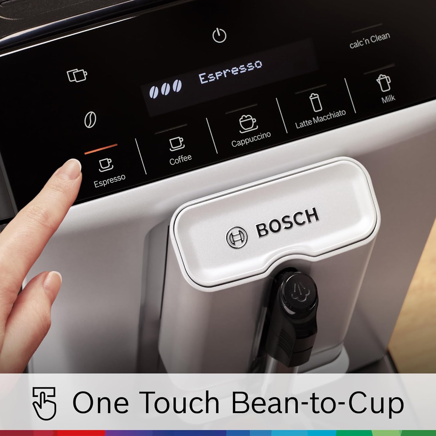 Bosch 300 Series Fully Automatic Espresso and Coffee Machine – One Touch Milk Drinks, Built-In Ceramic Grinder, In-Cup Frother, Easy Clean and Descale, Silver TIU20307