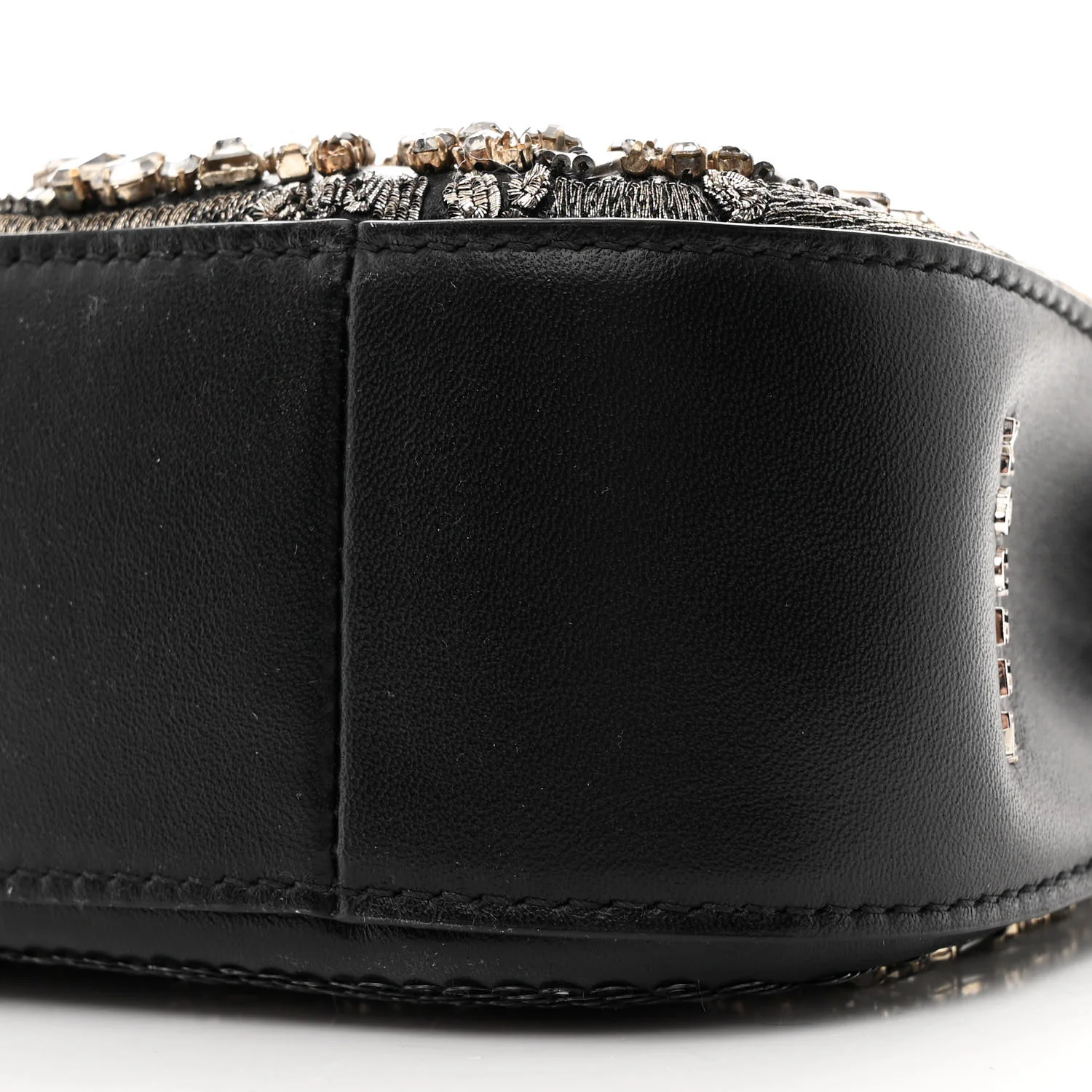 Lambskin Embellished Crystal Mini T-Bar Bag Black