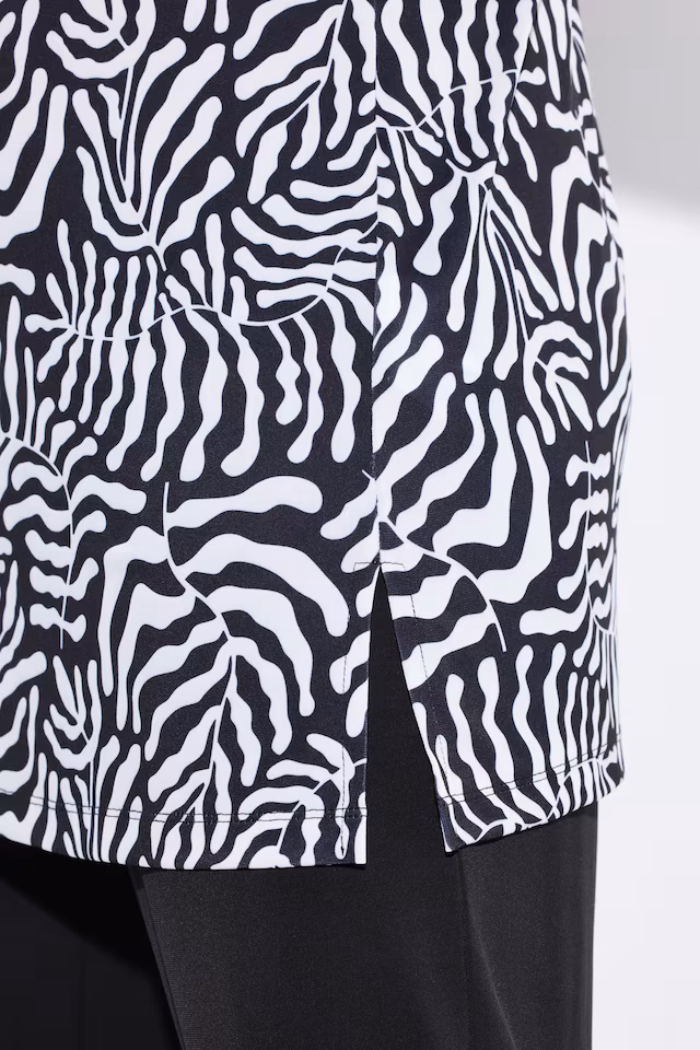 Matte Jersey Short Sleeve Leaf Print Tunic
