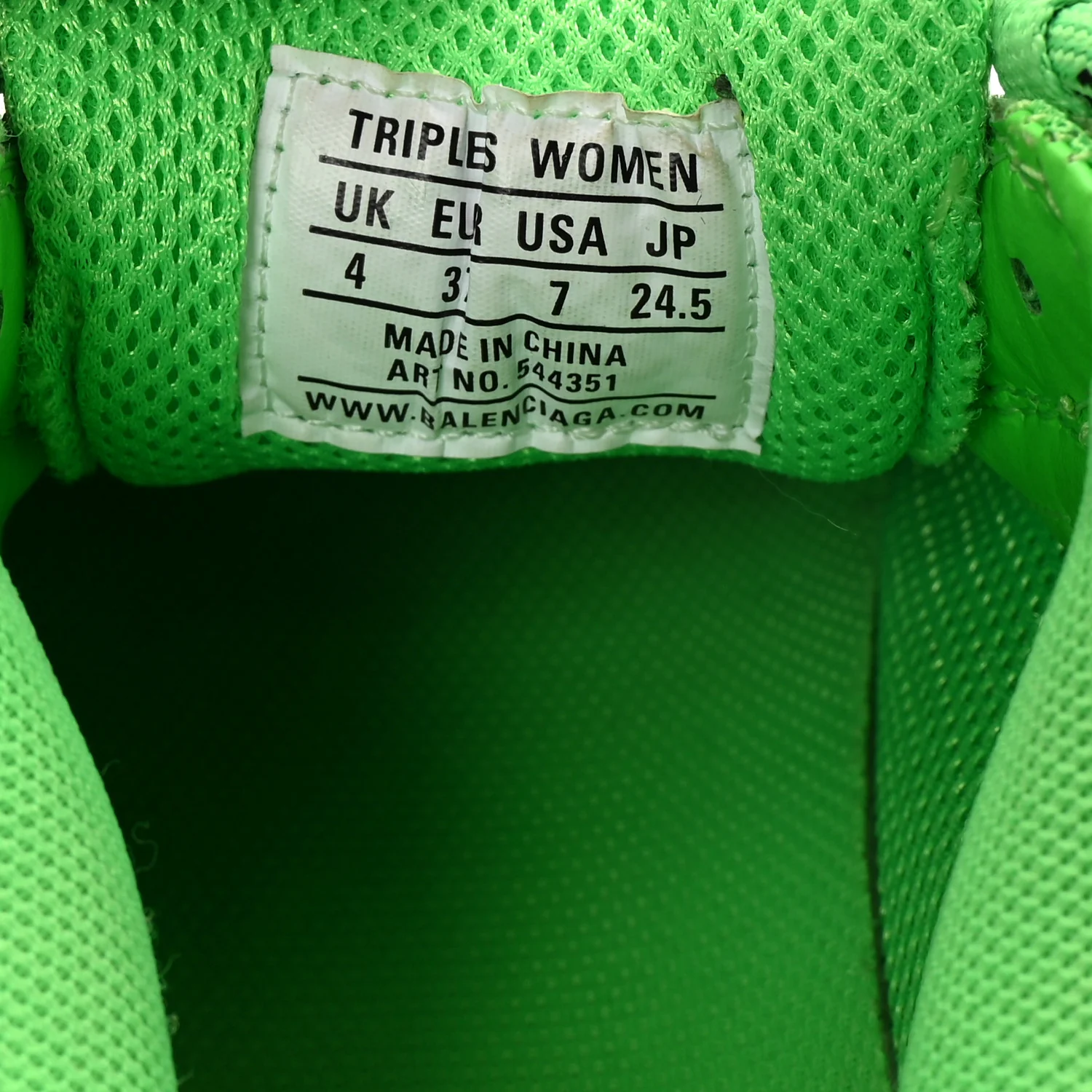 Fabric Mesh Clear Sole Womens Triple S Sneakers 37 Fluo Green