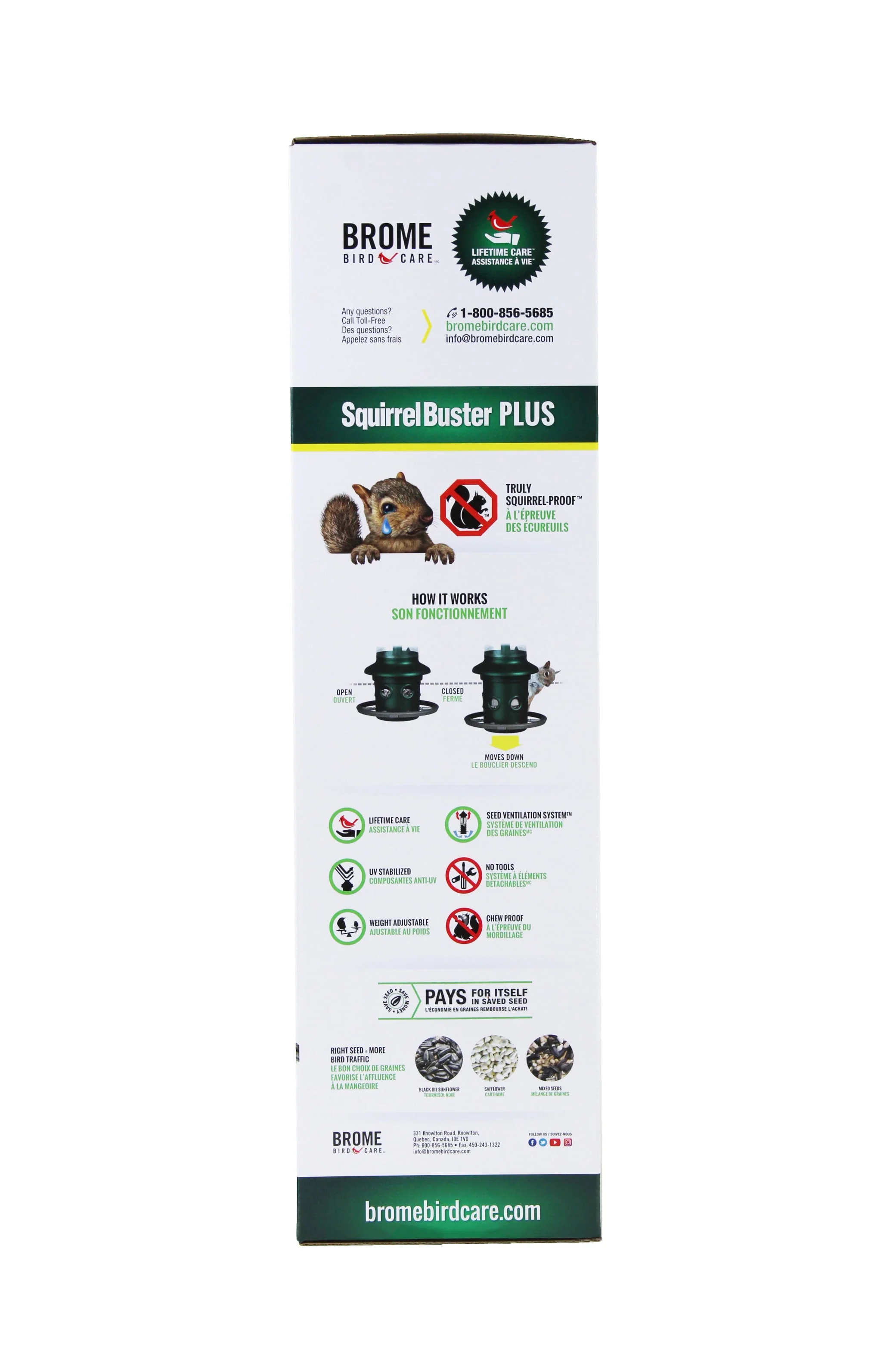 Brome Squirrel Buster Plus Bird Feeder with Cardinal Perch Ring, Squirrel Proof