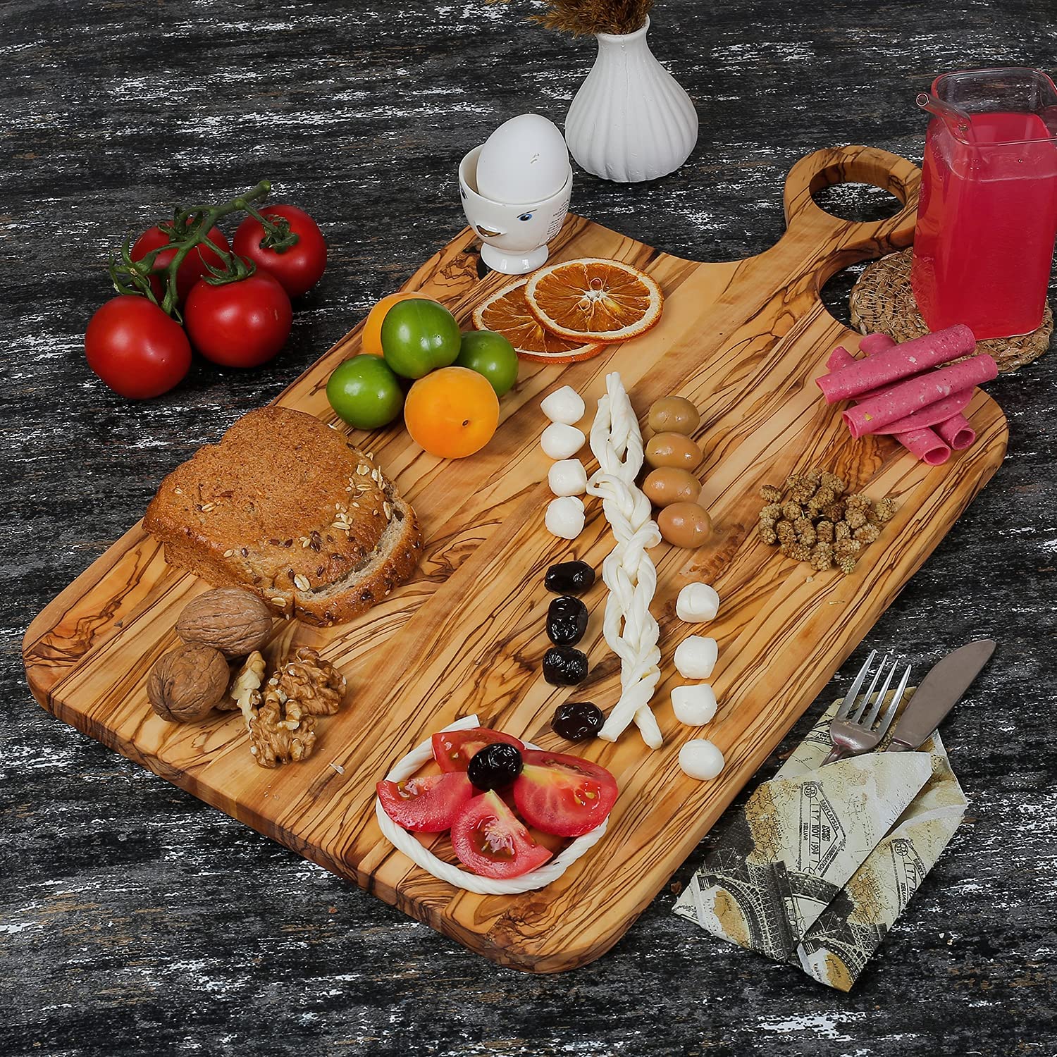 Olive Wood Cutting Board 21 Inches Large Breakfast Meat Serving Board
