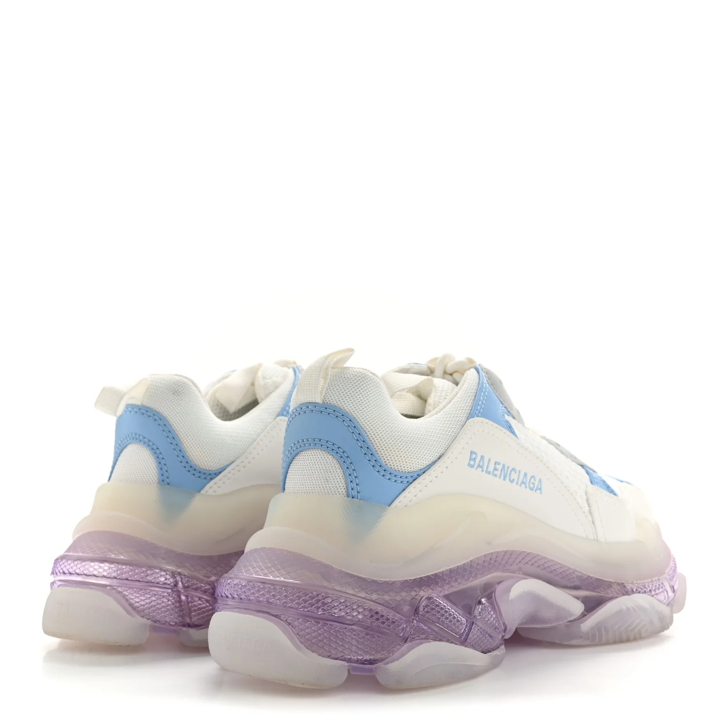 Fabric Mesh Clear Sole Womens Triple S Sneakers 36 Light Blue Grey Lilac White