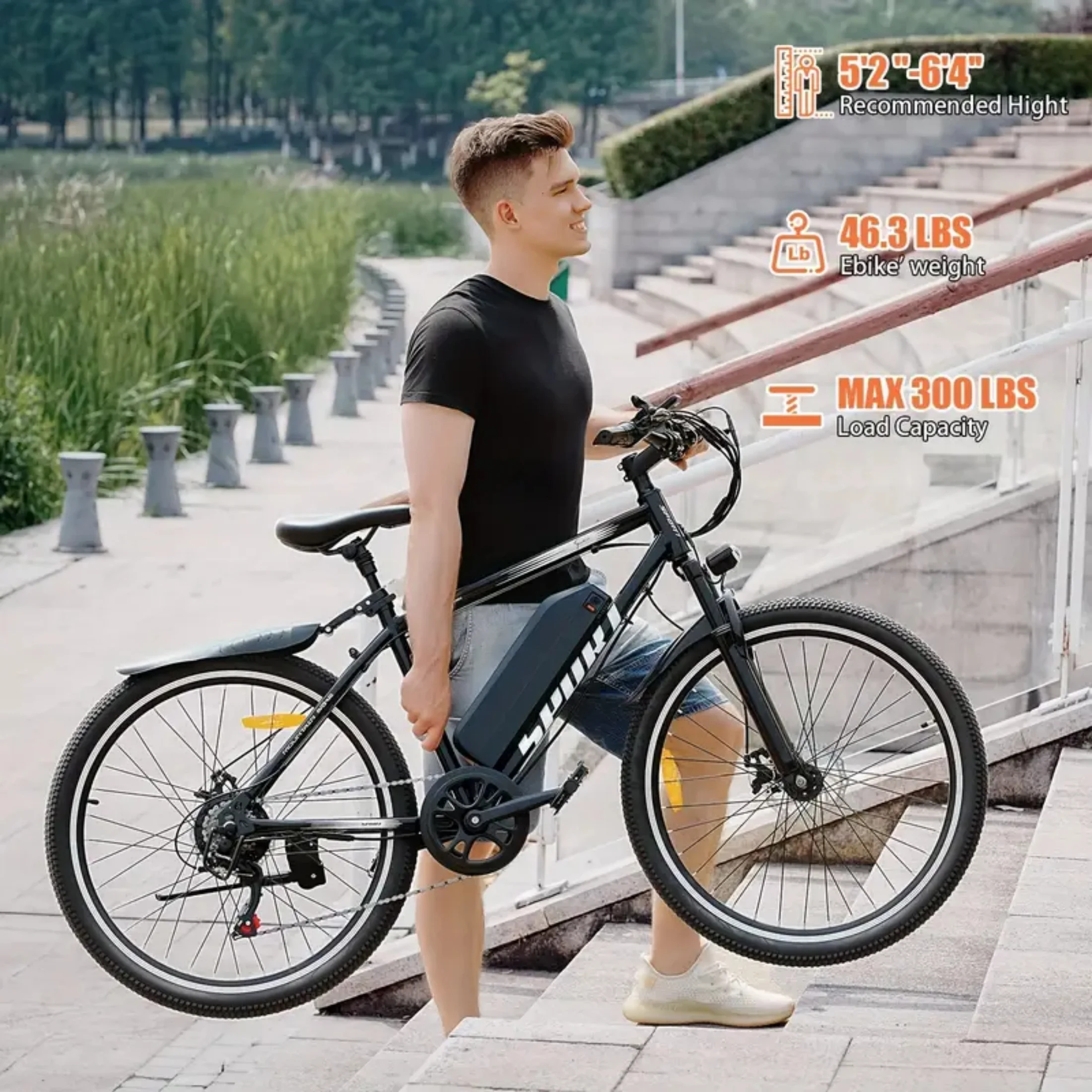 Electric Bike for Adults 26",750W Peak E-Mountain Bike 48V 10AH,25mph 45miles Range Electric Mountain Bike,E-Mountain Bikefor Adults Off-Road, Professional 7-Speed UL2849 - Image 5