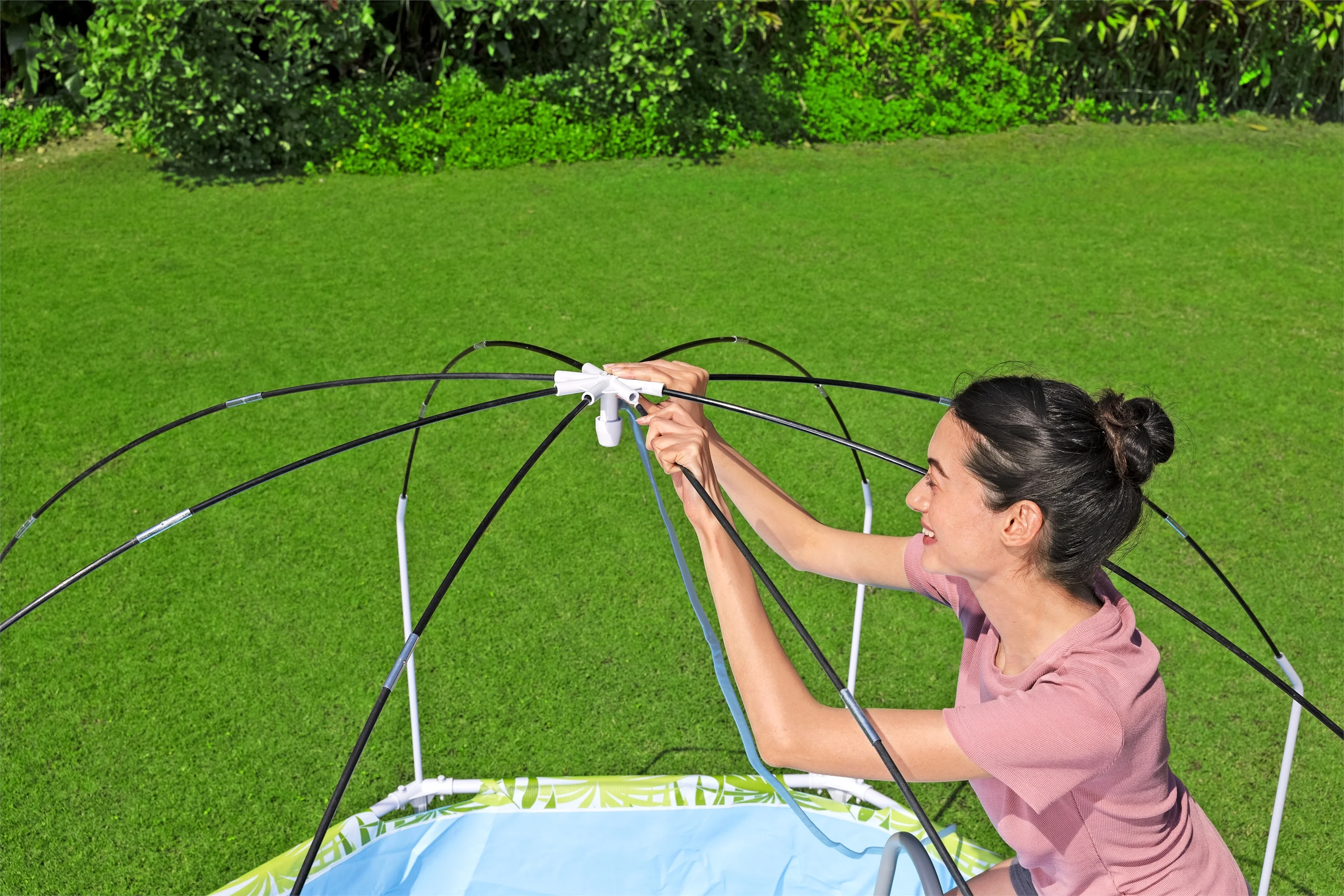 H2OGO 8 Ft. x 20 In. Round Above Ground Pool Set with Pool Shade