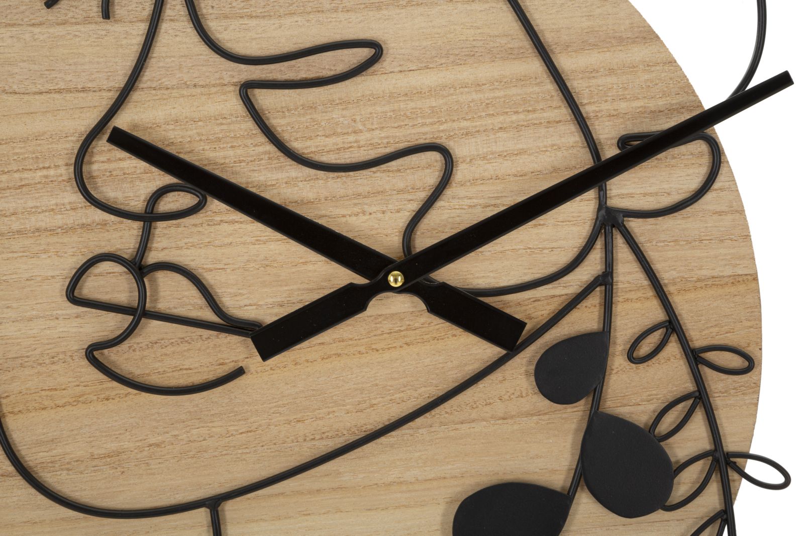 Mauro Ferretti Elegant Ronde wandklok in metaal en hout bruin