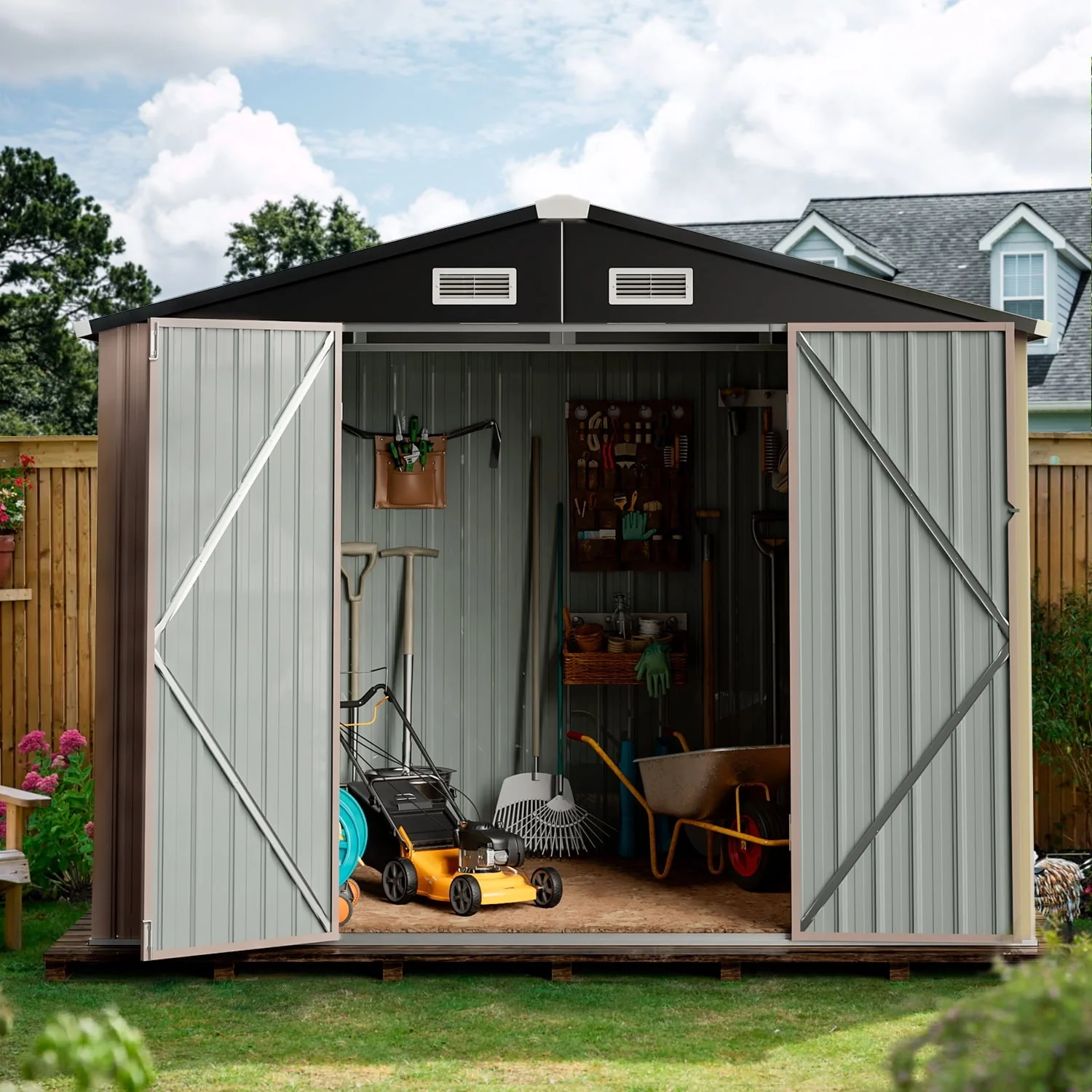 6 x 4 ft Outdoor Metal Storage Shed with Lock for Backyard, Garden(5 x 3) Image 4