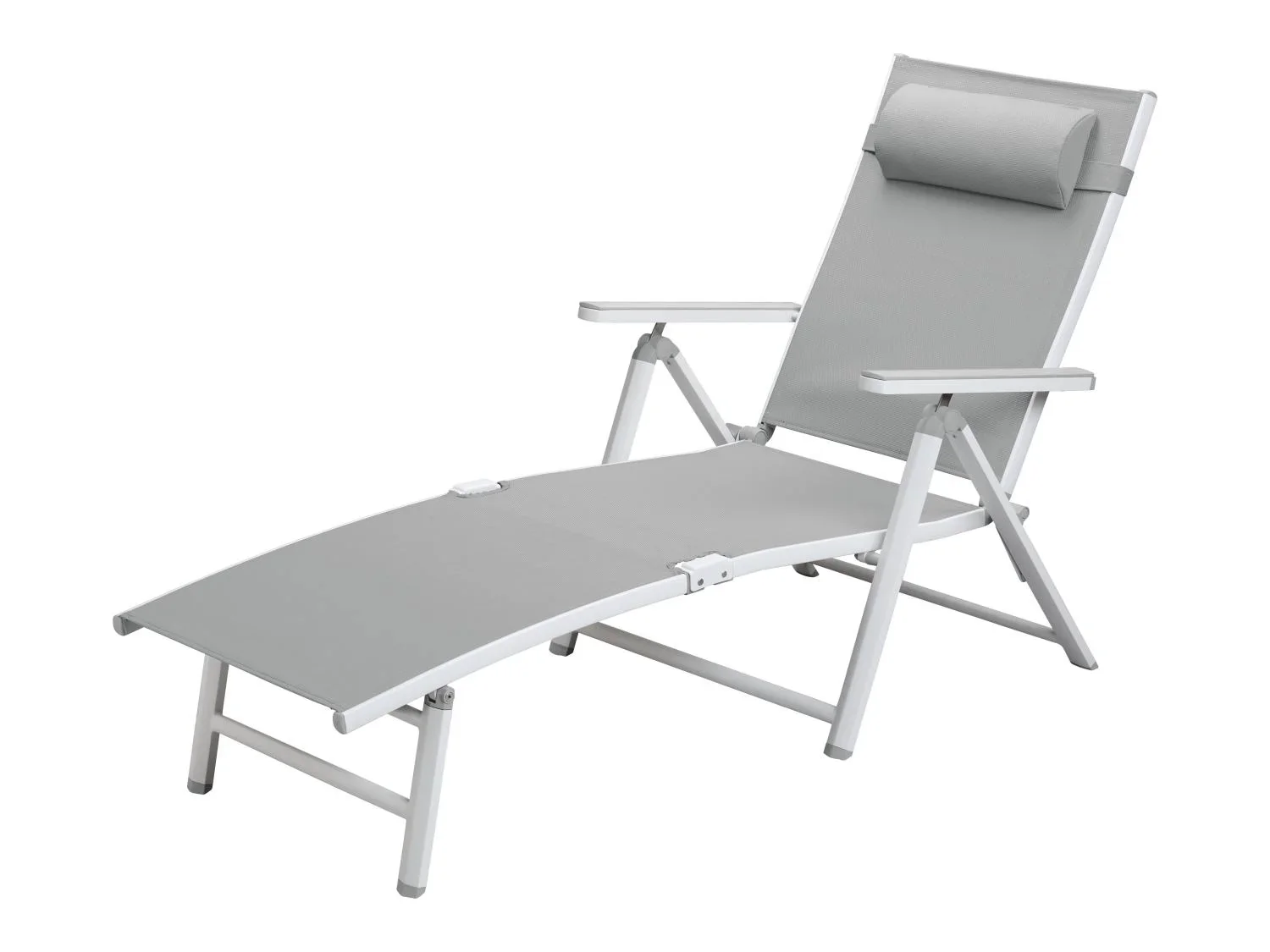 LIVARNO home Lot de 2 chaises longues en aluminium Houston, blanc/gris clair