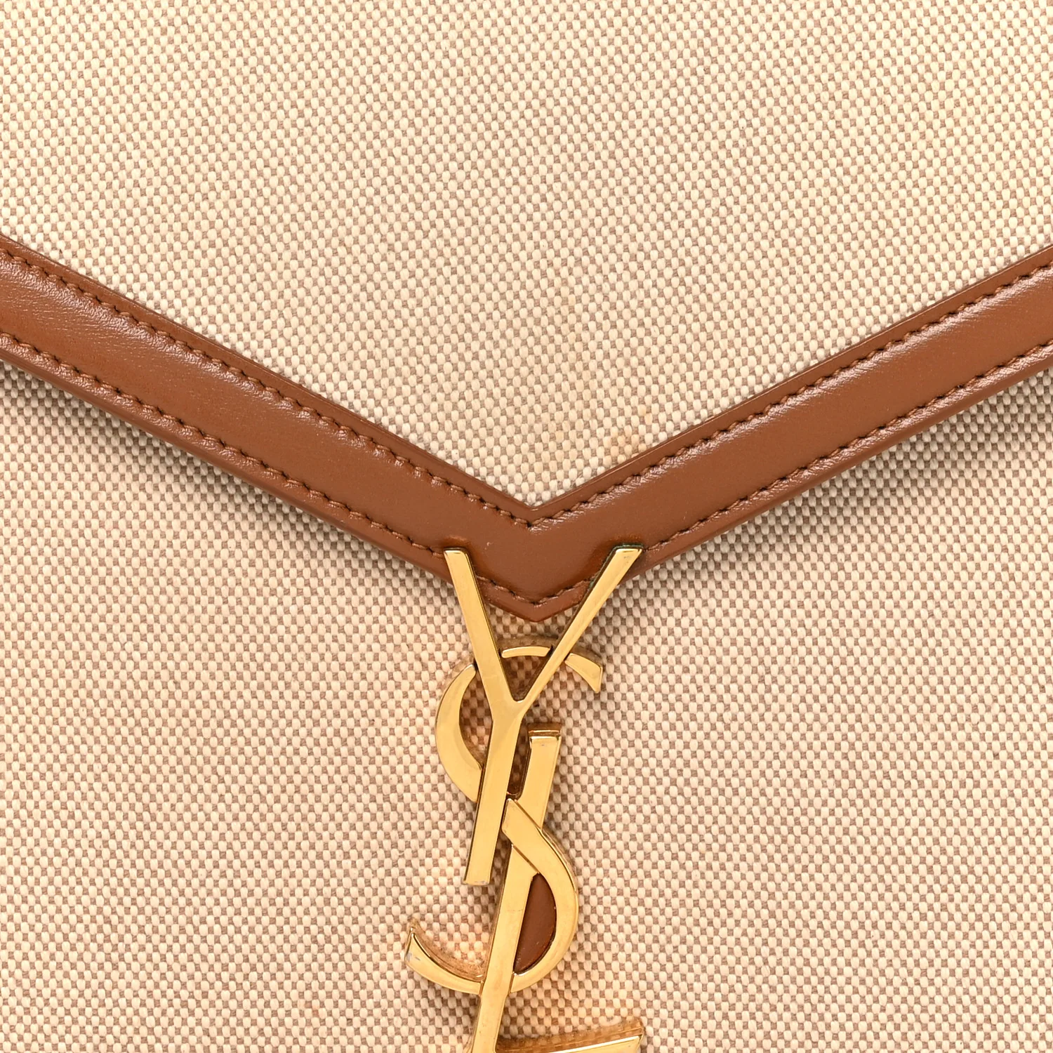 Canvas Calfskin Medium Classic Monogram Cassandra Top Handle Tan Natural