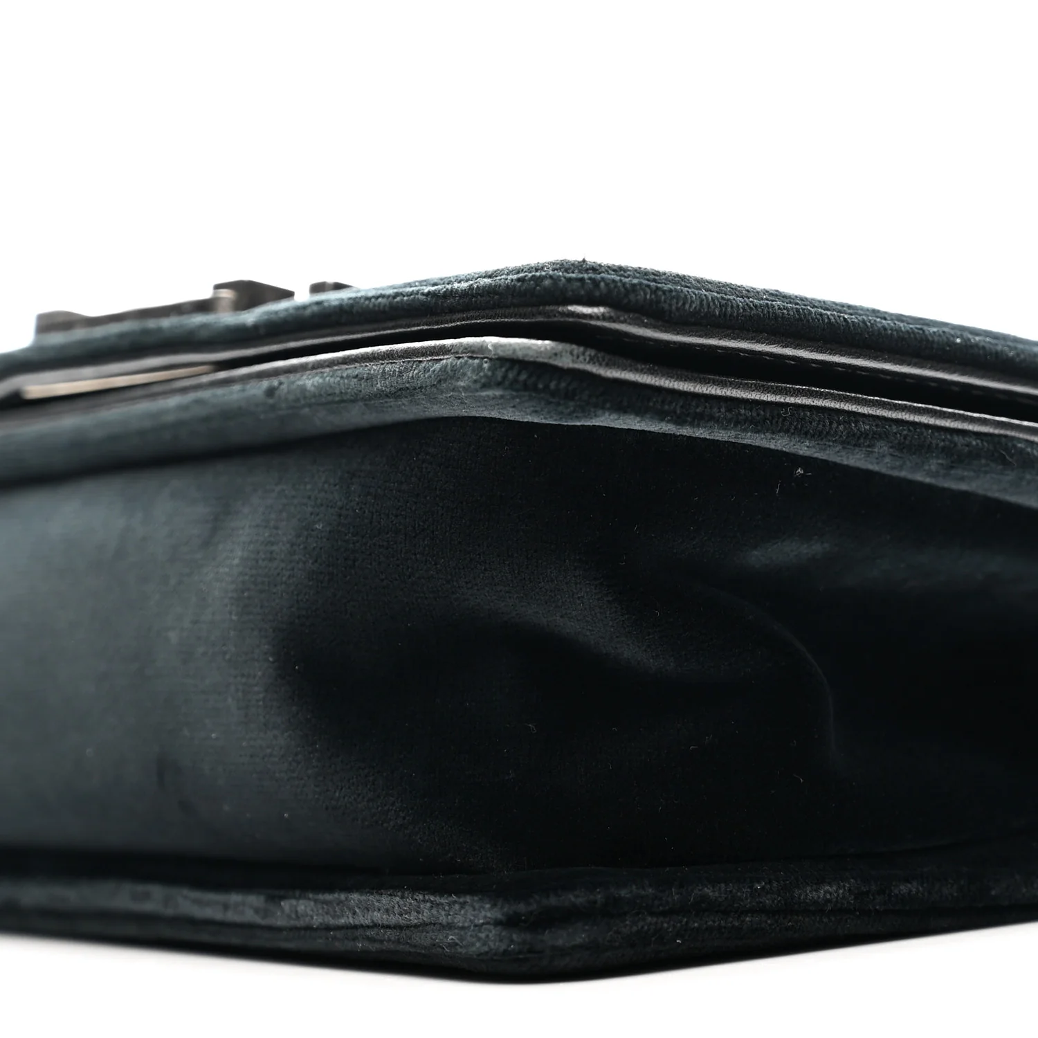 Velvet Quilted Small Boy Flap Black