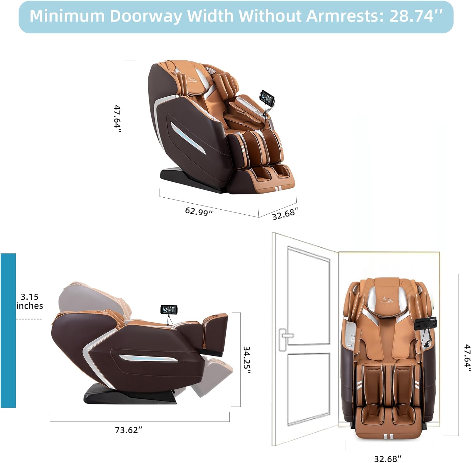 MassaMAX A580 2026 4D Massage Chair for Big & Tall People Full Body Massage Up to 6'10