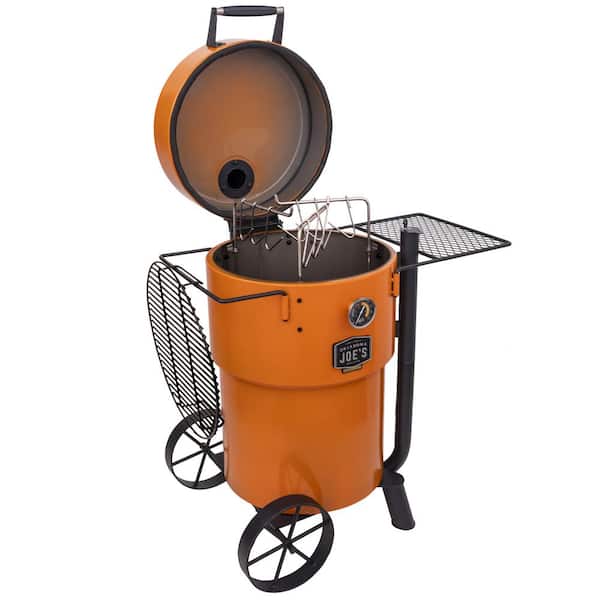 Bronco Pro Charcoal Drum Smoker and Grill in Orange with 366 sq in Cooking Space Image 9