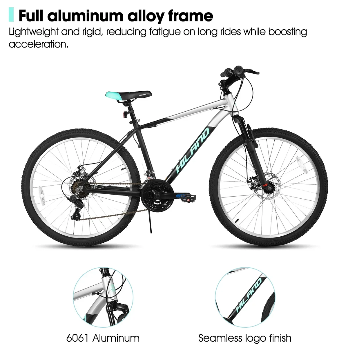 Hiland 26 Inch Mountain Bike, 18 Speed MTB with Dual Disc Brake, Mountain Bike for Men , Aluminium Frame Bicycle