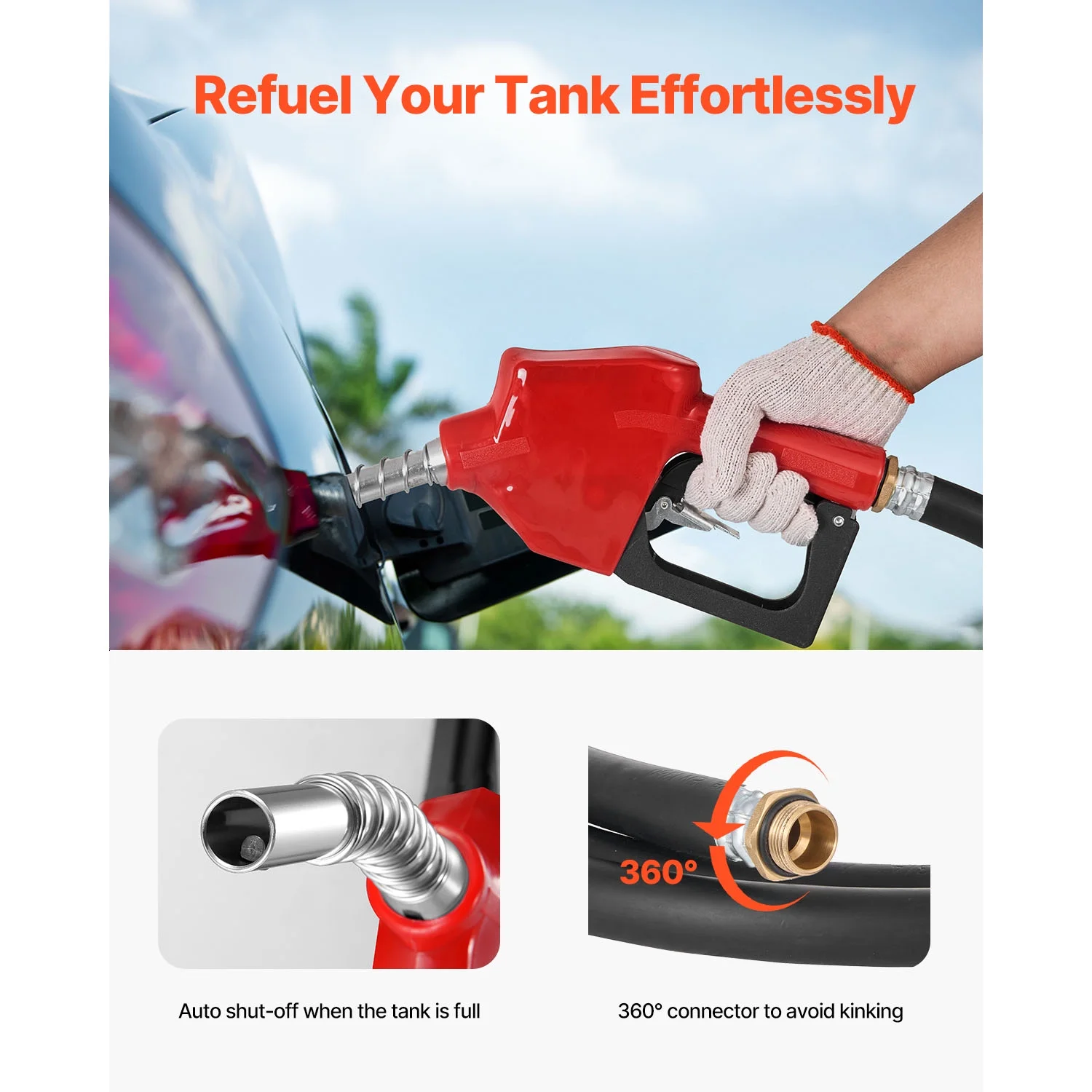 Portable Diesel Tank, 58-Gallon Capacity with 10 GPM Flow Rate, Fuel Tank Featuring 12V Electric Pump and 13.1ft Rubber Hose, Durable PE Construction for Convenient Fuel Transport, Red - Image 5