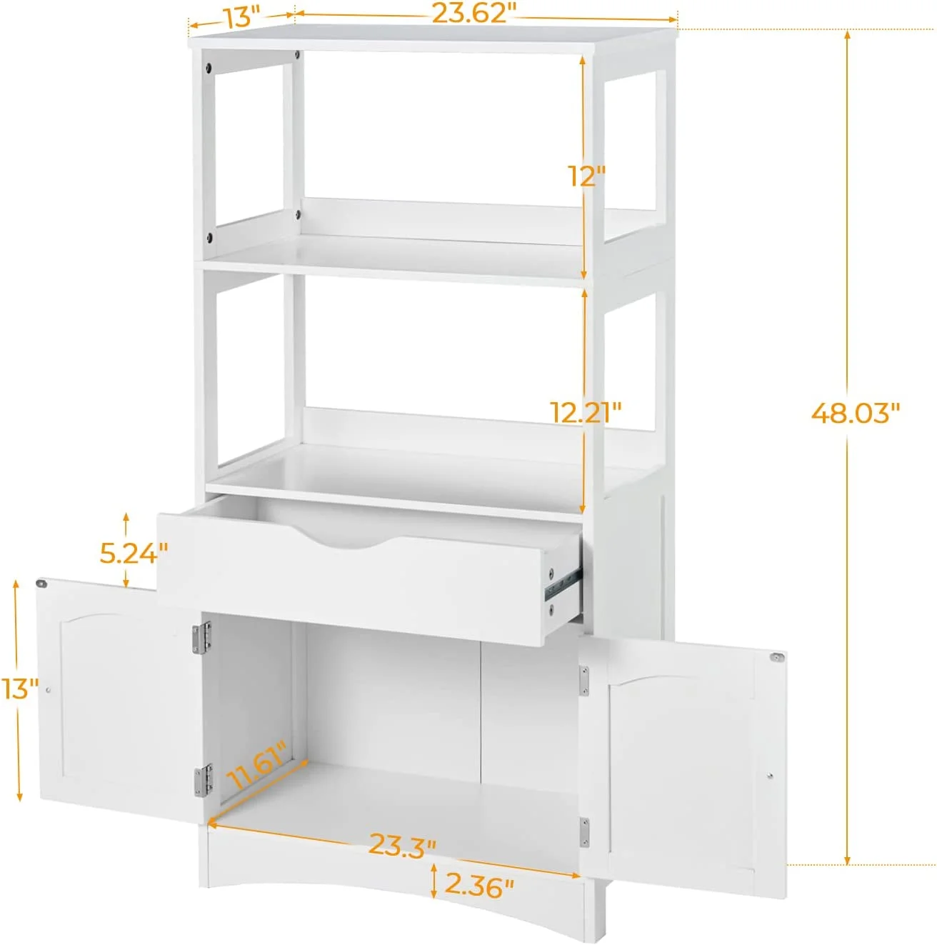 Sideboard Storage Cabinet with DrawerShelves, Kitchen Pantry Storage Cabinet with Microwave SpaceCupboard, Modern Freestanding Floor Bathroom Cabinet/Bookshelf for Home Office, White(WhiteDrawer) - Image 6