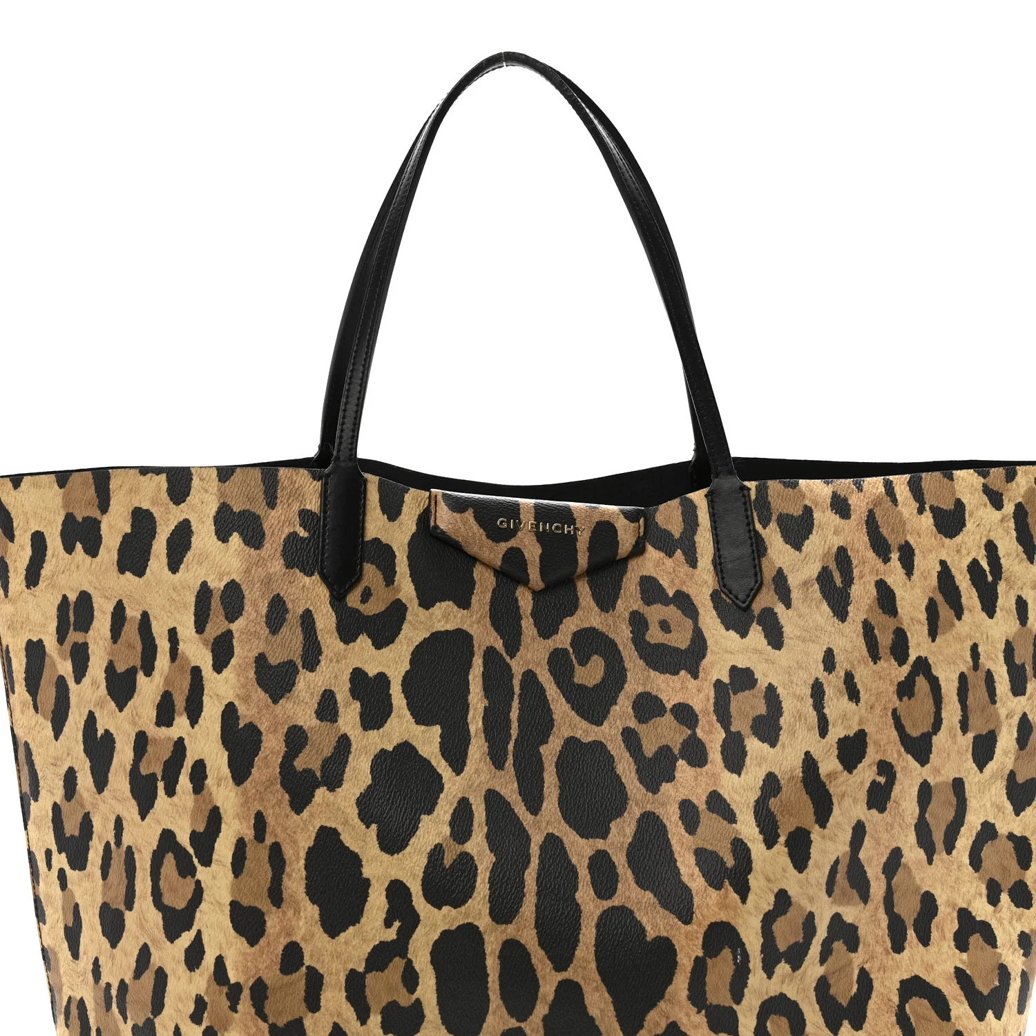 Textured Coated Canvas Leopard Print Large Antigona Tote