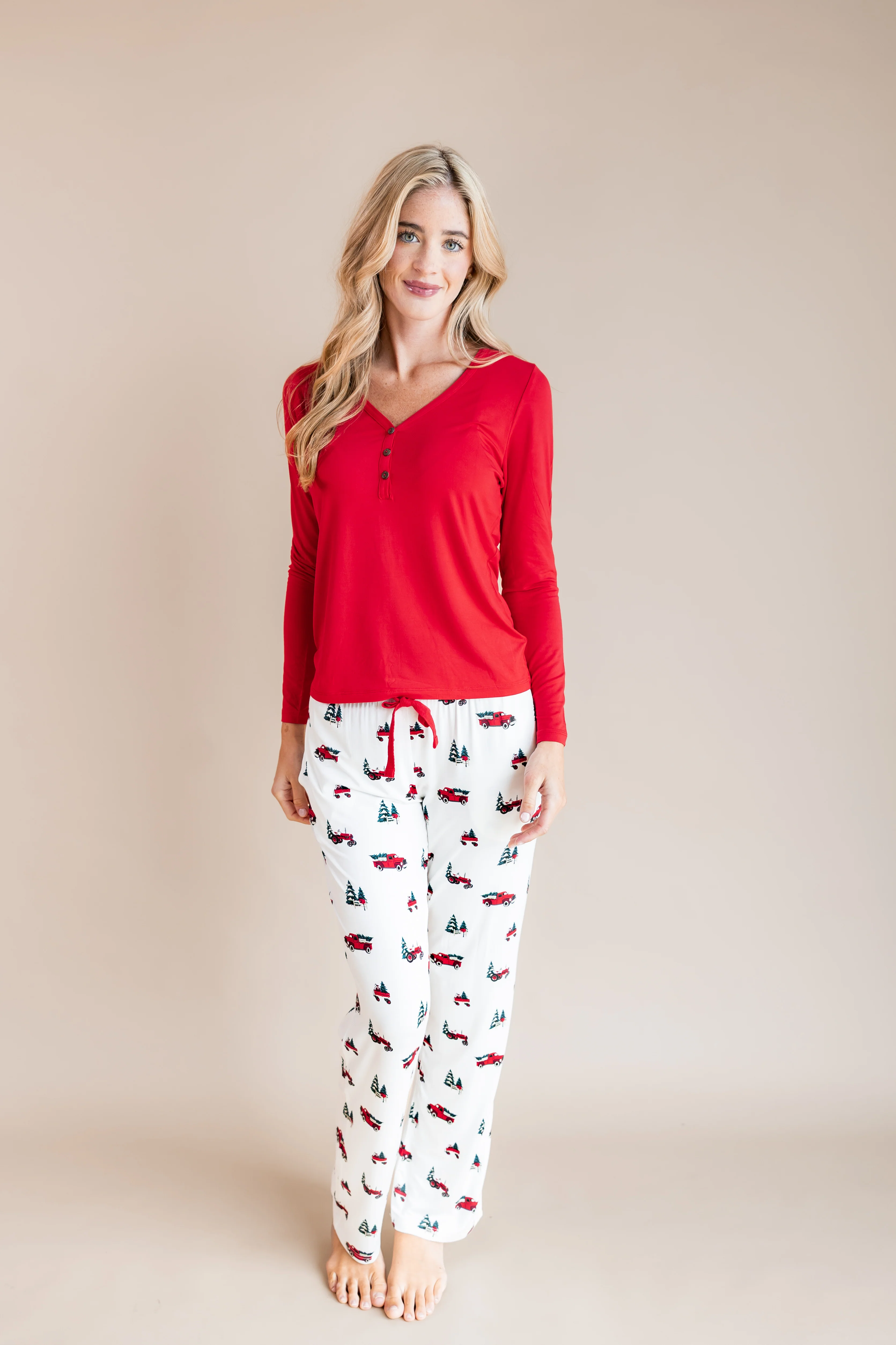 Women's Lounge Pants in Holiday Tree Farm