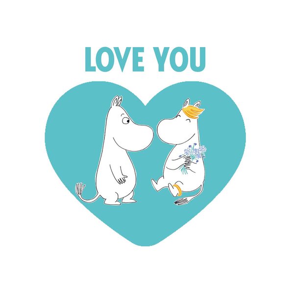 Mummi kort dobbelt 7,5x7,5 cm Love you hvit/blå