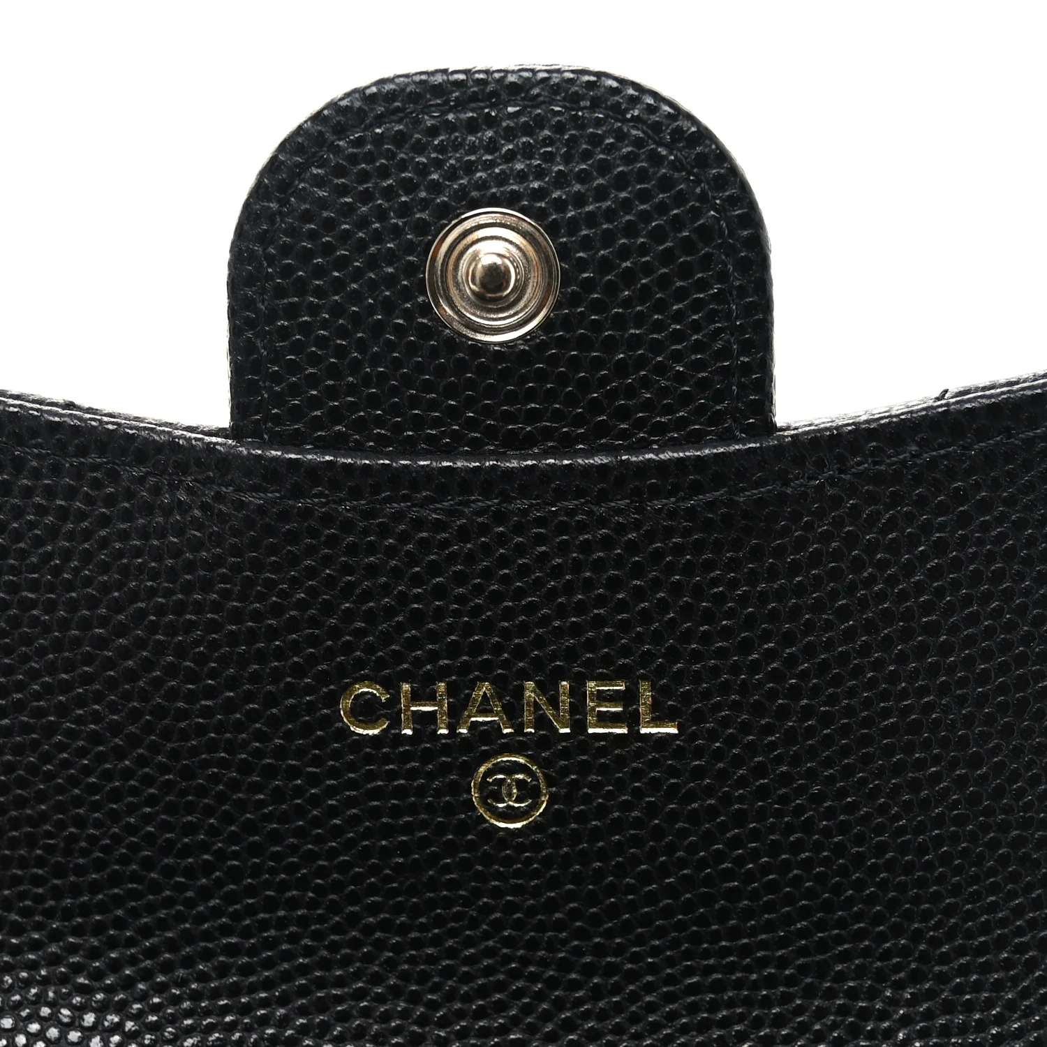 Caviar Quilted Flap Card Holder On Chain Black