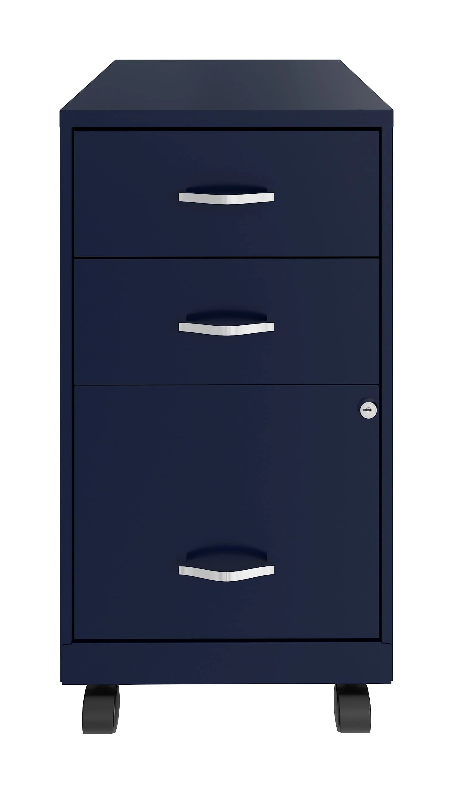 Space Solutions 18" Deep 3 Drawer Mobile Letter Width Vertical File Cabinet, Navy(Arctic Silver)