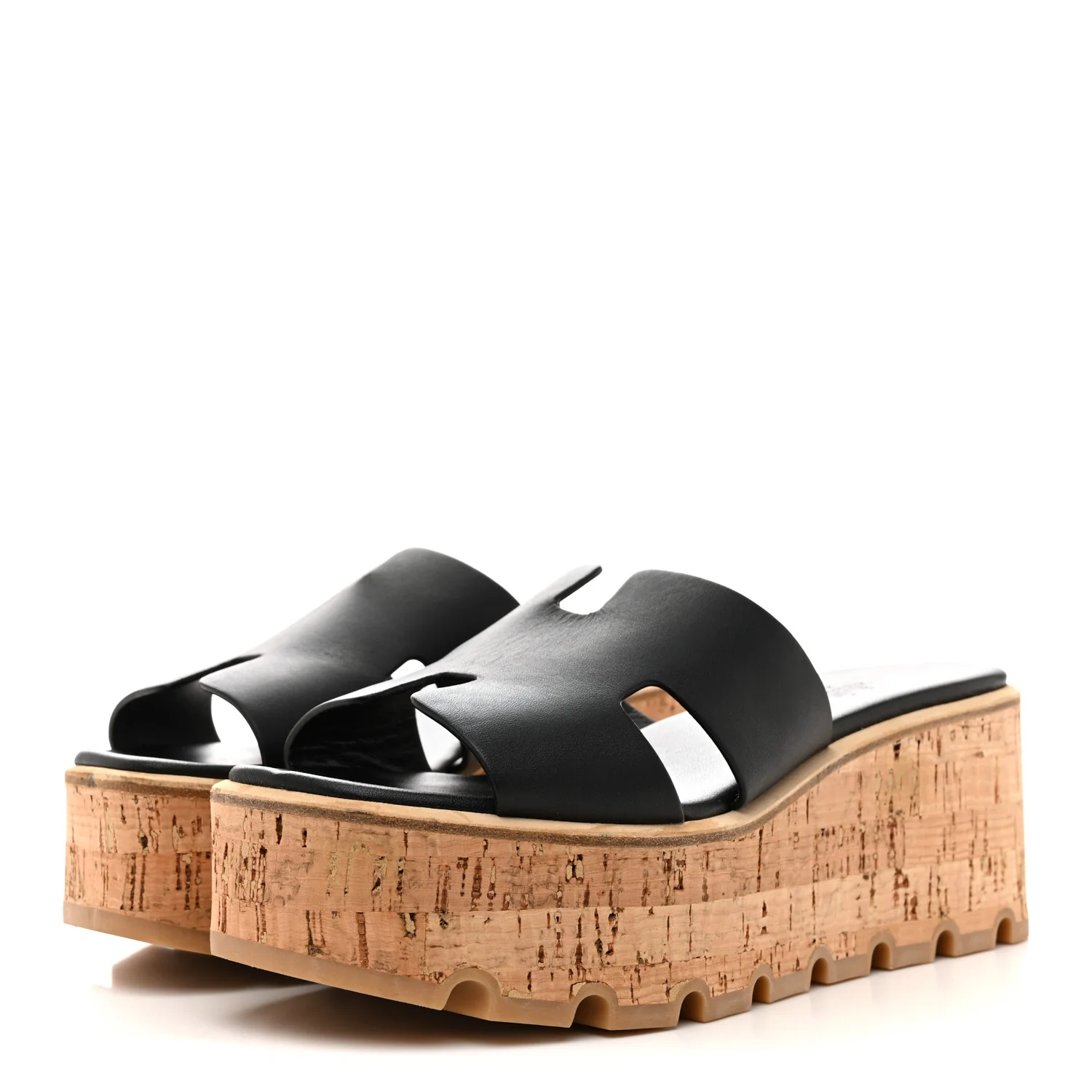 Calfskin Cork Eze 30 Sandals 37 Black