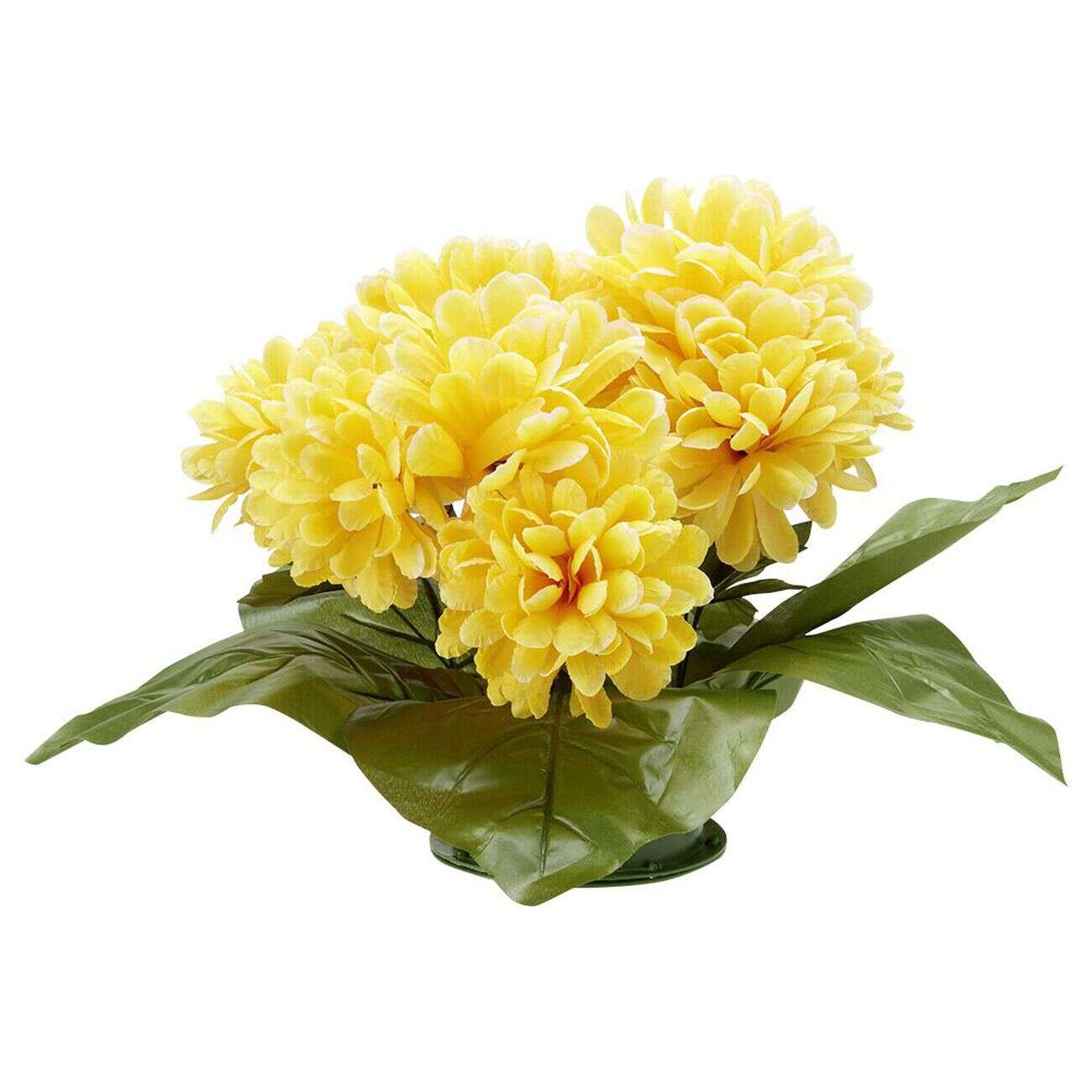 Coussin chrysanthème artificiel 15 têtes jaune
