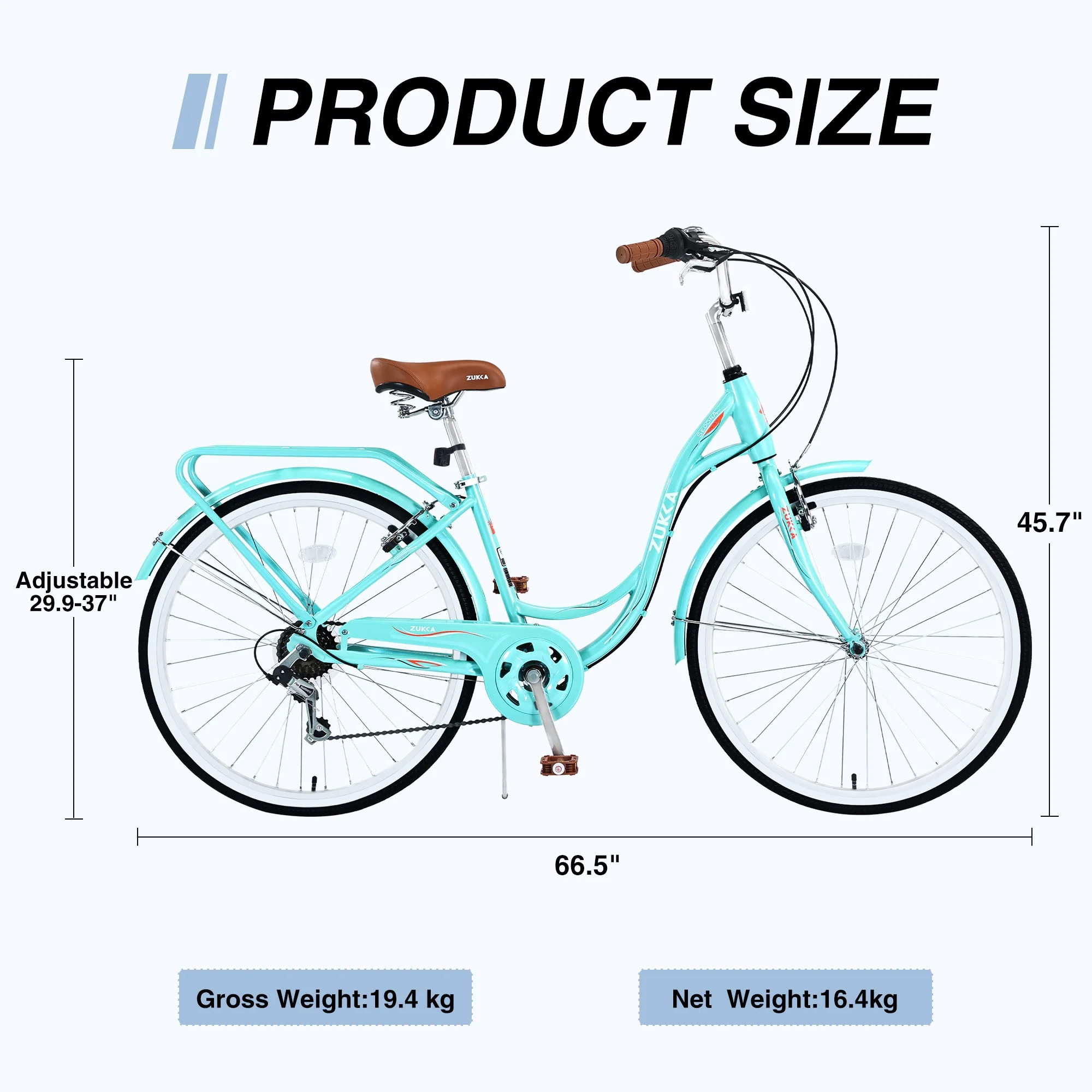 26" Cruiser Bike, 7 Speed Bicycle Hybrid Bikes for Women Girls Ladies, Arctic(Arctic) - Image 4