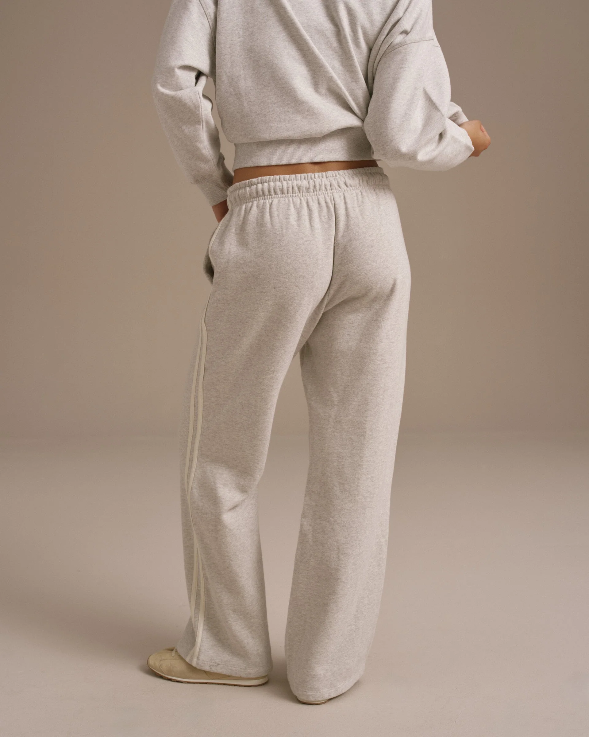 Varsity Loose Fit Sweatpants - Light Grey Melange/Marshmallow White