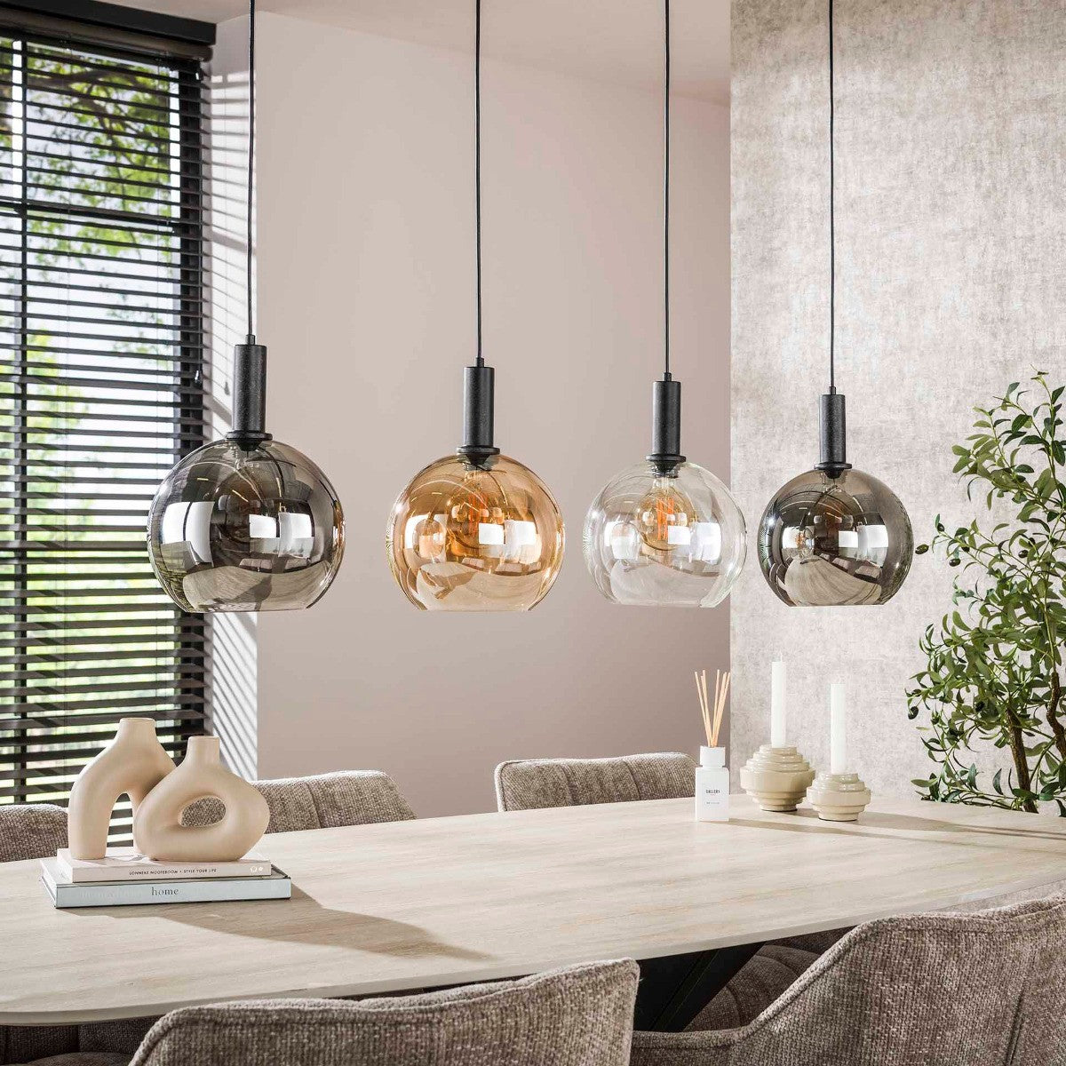 Fraaai - Bruno hanglamp tricolore 4-lichts - artic zwart