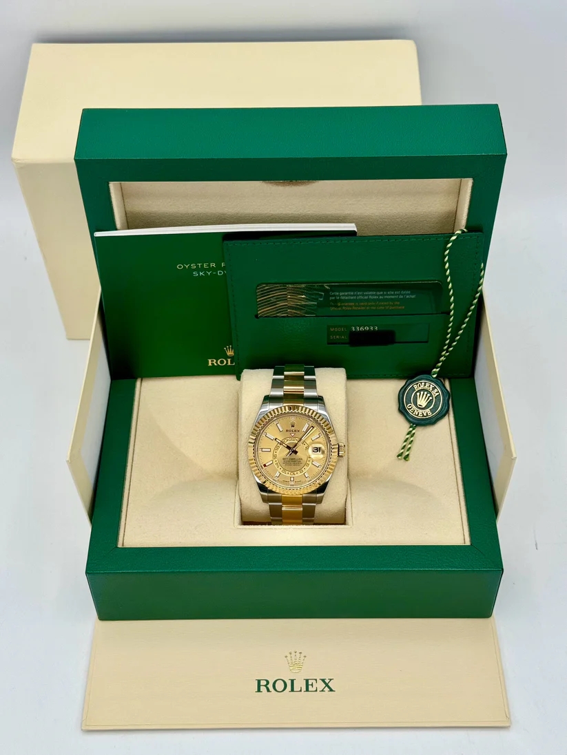 [Super Clone]RLX  Sky-Dweller 42mm Two-Tone Yellow Gold Champagne Dial Oyster - 336933 - New 2025