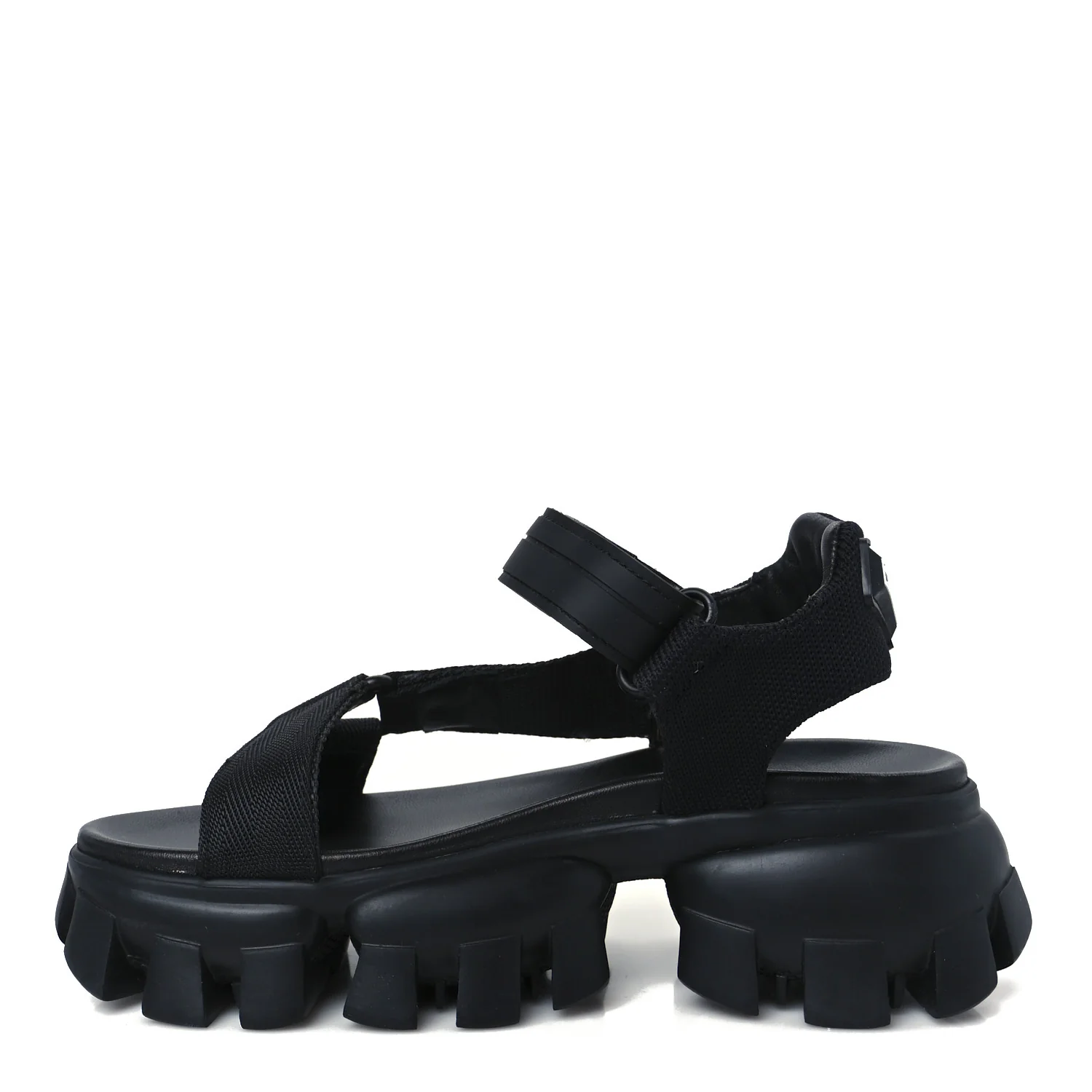 Nappa Logo Embossed Thunder Sole 50mm Sport Sandals 35.5 Black