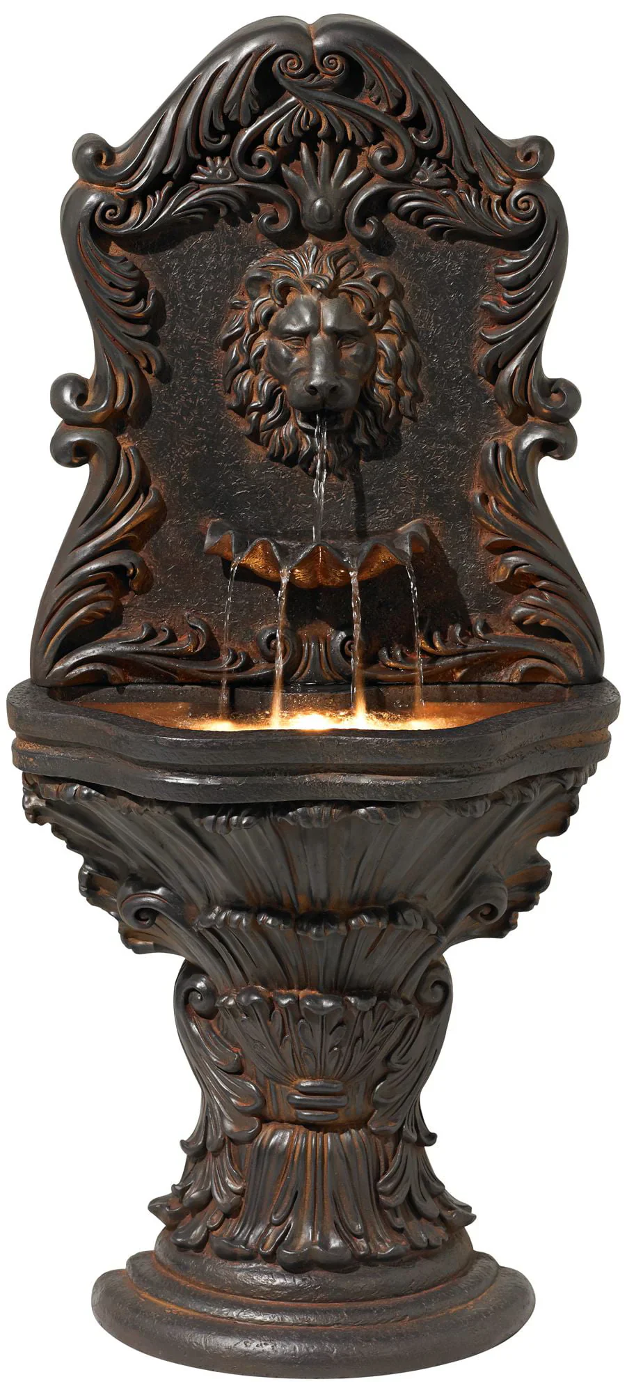 John Timberland Imperial Lion Acanthus Rustic Outdoor Floor Wall Water Fountain with LED Light 50 for Yard Garden Patio Home Deck Porch House Balcony