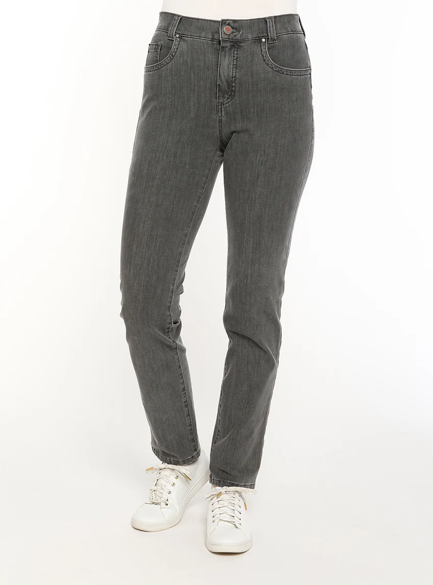 Jean femme coupe droite gris foncé