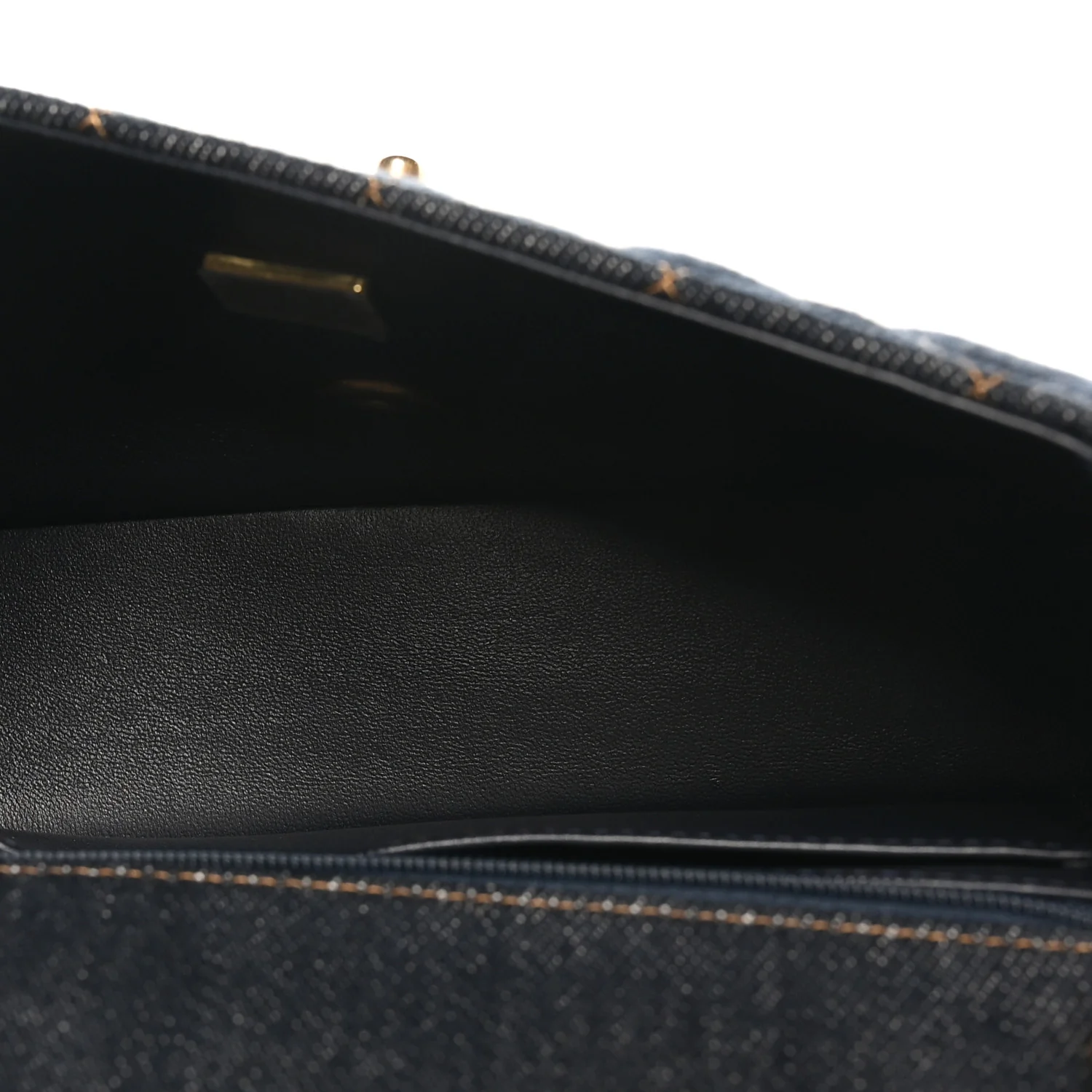 Denim Quilted Mini Rectangular Flap Dark Blue