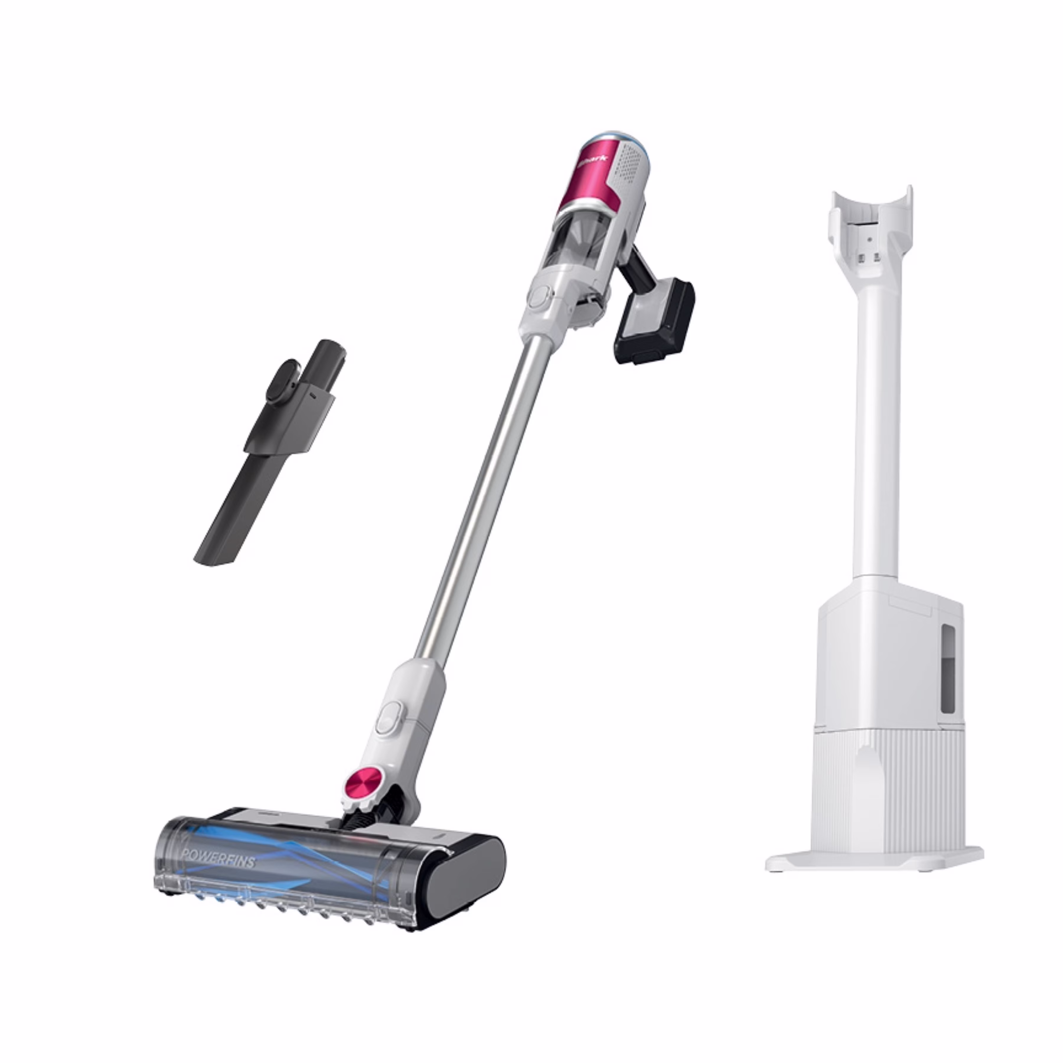 Clean Empty Cordless Stick Vacuum, Carpet and Hardfloors, Auto Empty Base, Self Cleaning Brushroll, HEPA Filter, BU3120 White(White+Bold Magenta)