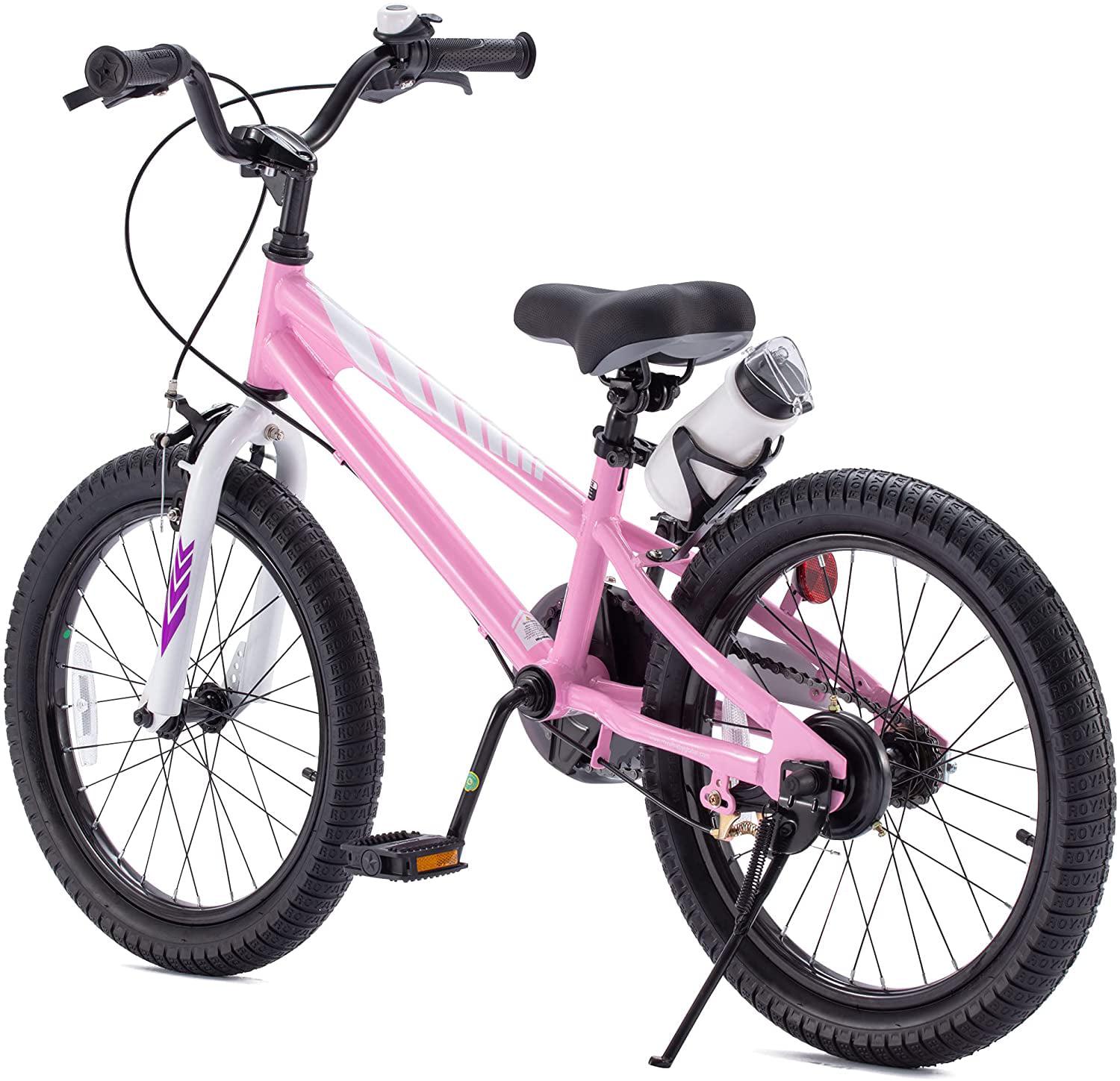 Royalbaby Freestyle 18 in Pink Kids Bike Boys and Girls Bike with Kickstand and Water Bottle