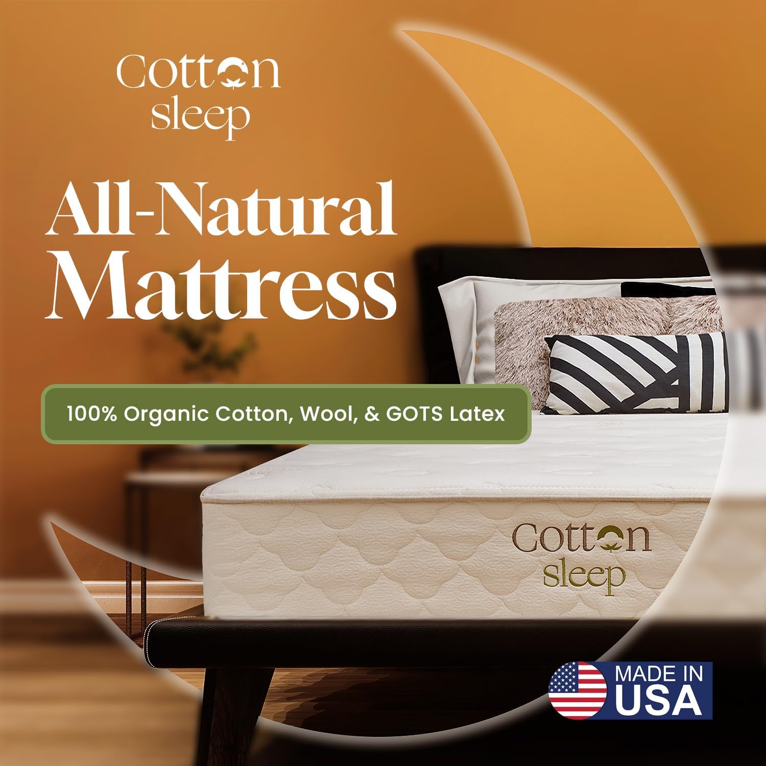 CottonSleep All Natural Mattress (100% Organic Cotton, Wool, & GOTS Latex, Made in The USA) Non Toxic, Fiberglass Free Hybrid Pocket Coil and Plush Foam Bed in A Box Medium Soft - Twin XL, 11