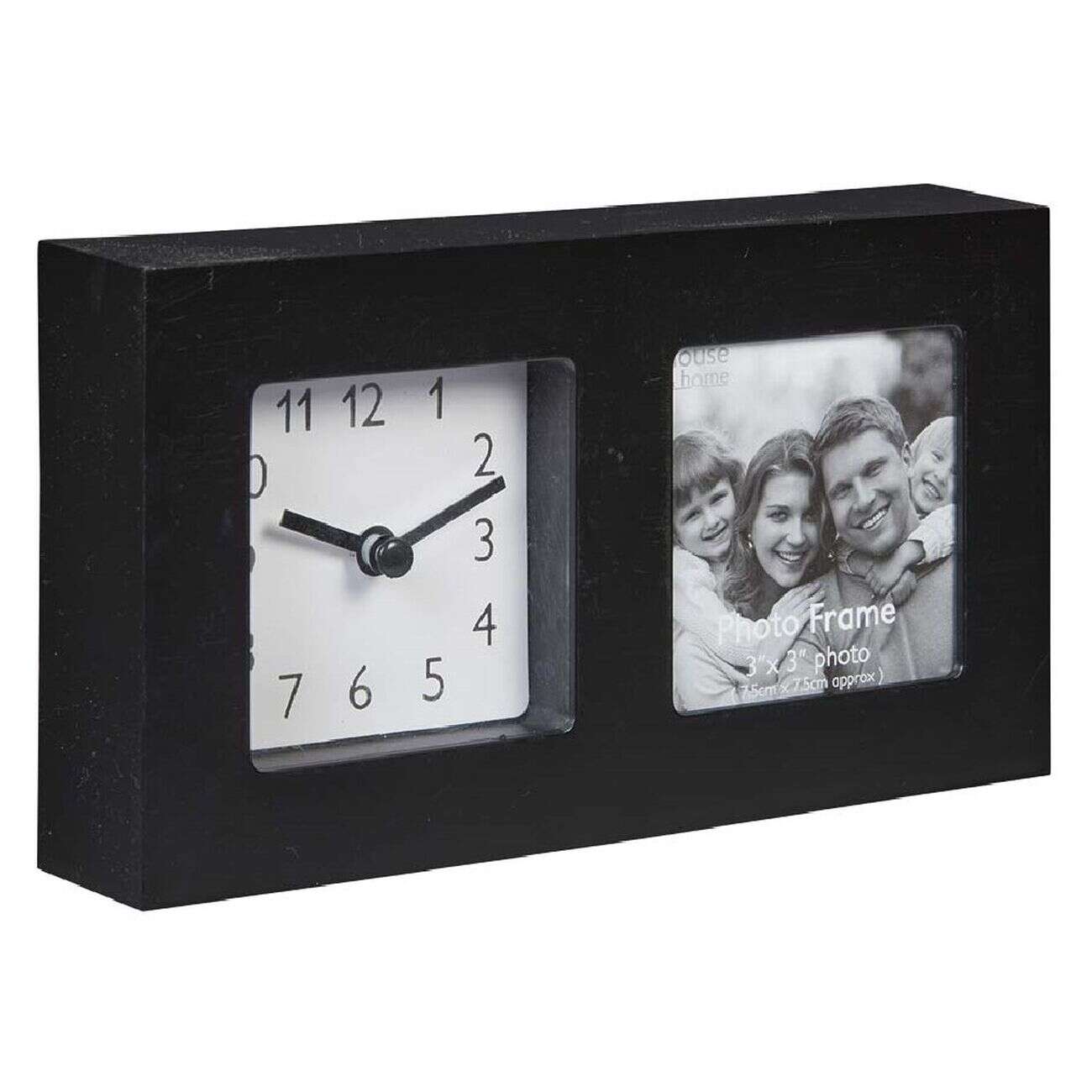 Horloge avec cadre photo à poser 10.5x19.5cm (2 modèles)
