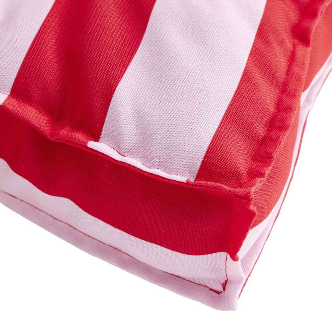 Coussin de sol assise carrée matelassée bayadère rayures roses et rouges 50x50cm