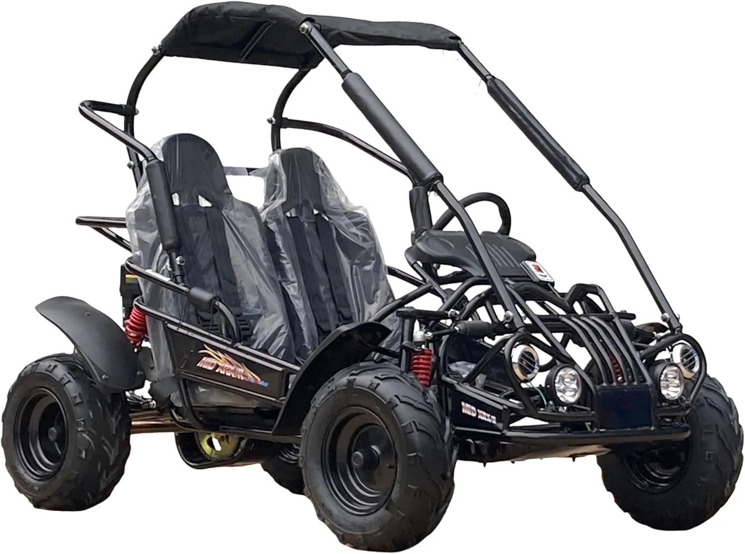 TRAILMASTER Mid XRX/R - Deluxe Go Kart Buggy with Reverse, Full Roll Cage and Safety Harness, Ages 10 and up, 196 CC Electric Start. with Assembled Version Now! (Pre - Assembled, Black)