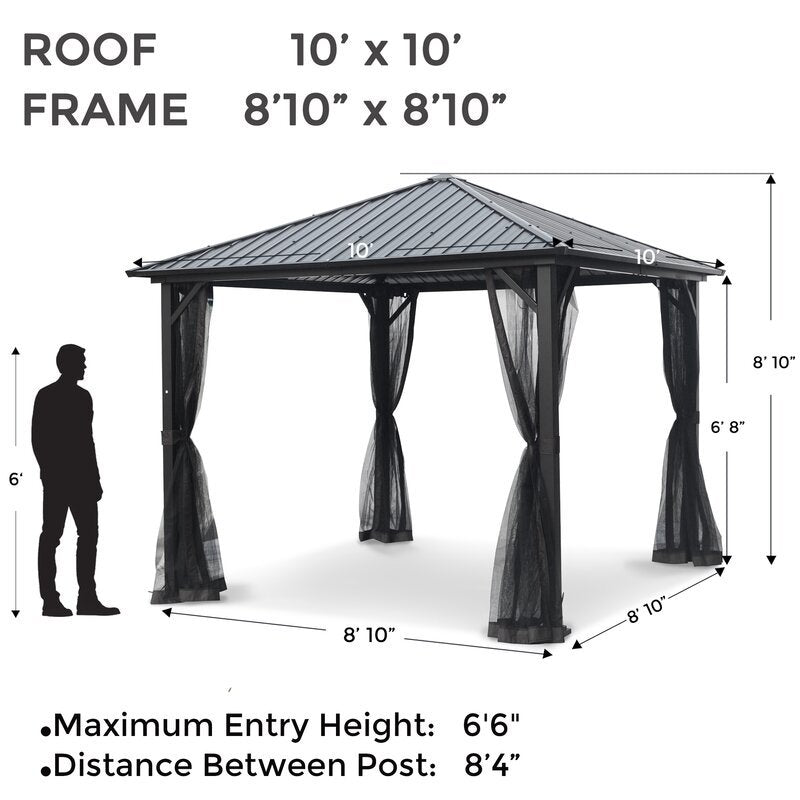 Gazebo de patio en acier Acuff de 3 m de large x 3 m de profondeur